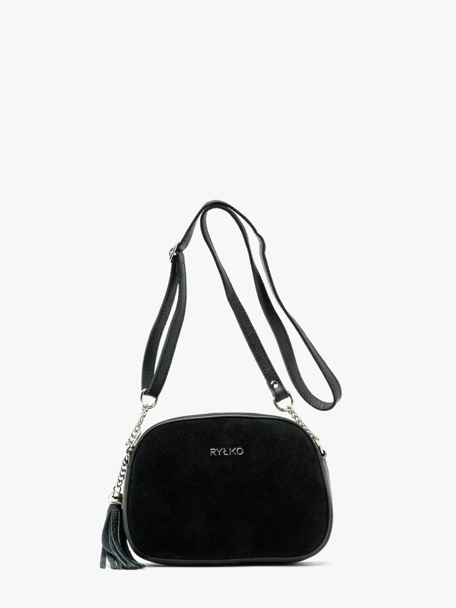 Czarna torebka z ozdobnym frędzlem