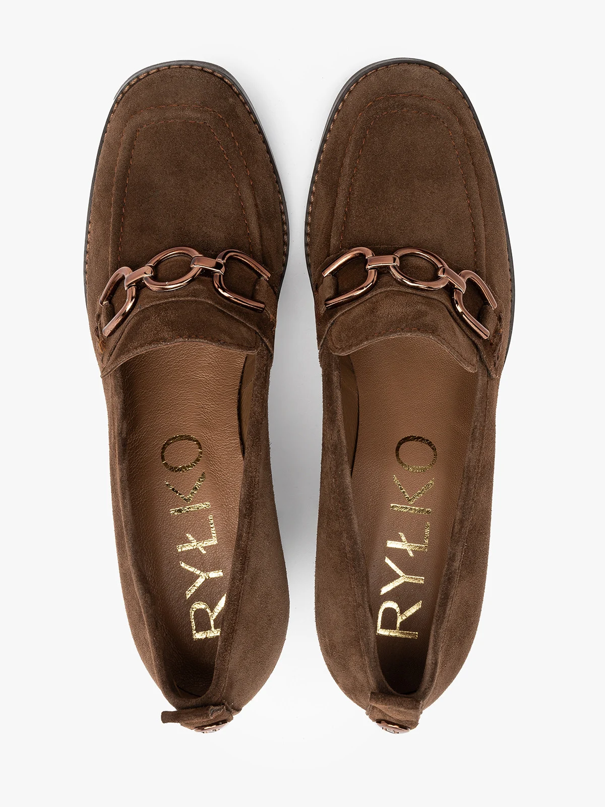 Brązowe mokasyny na obcasie