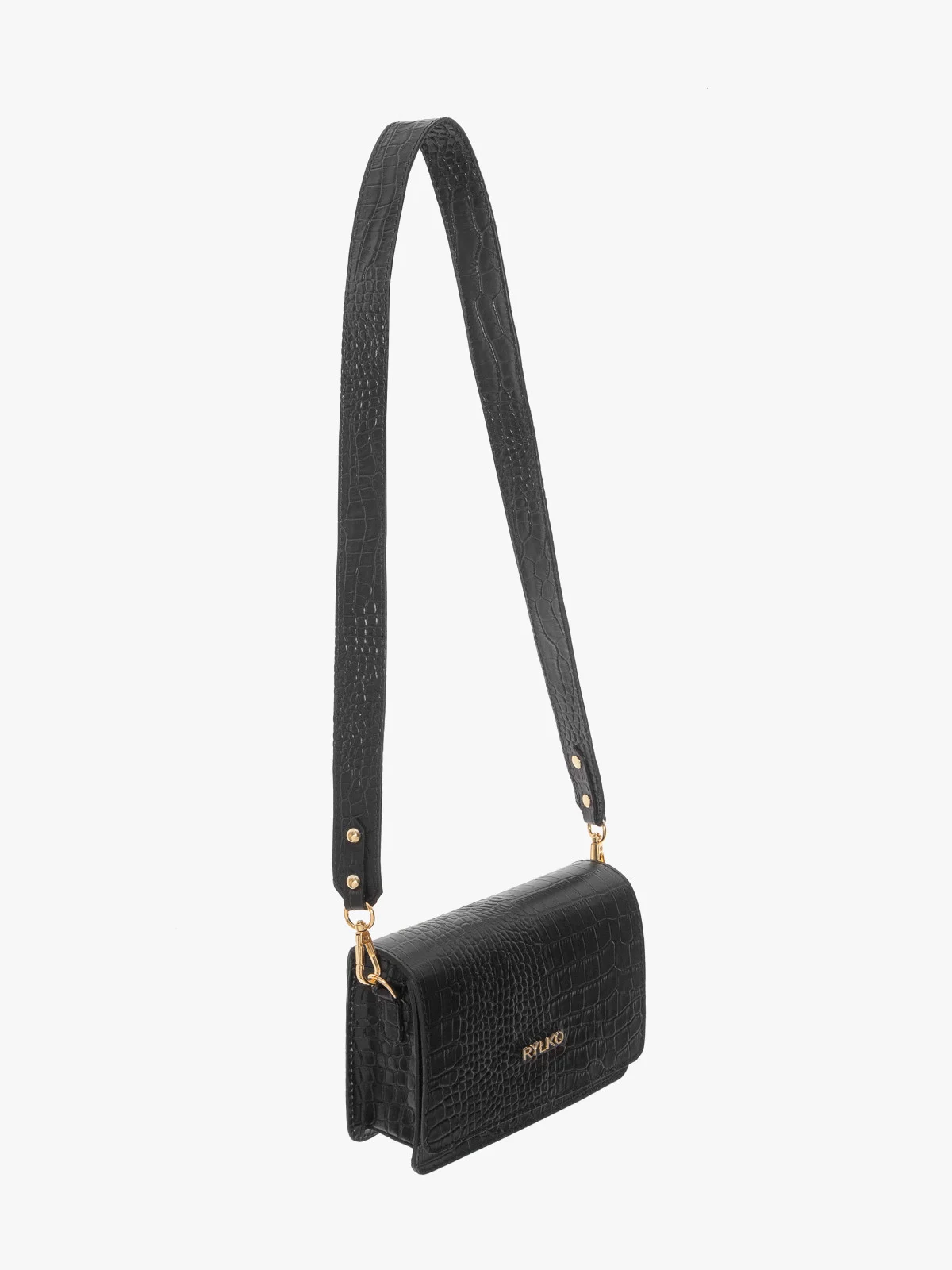 Elegancka, czarna torebka w zwierzęcy deseń