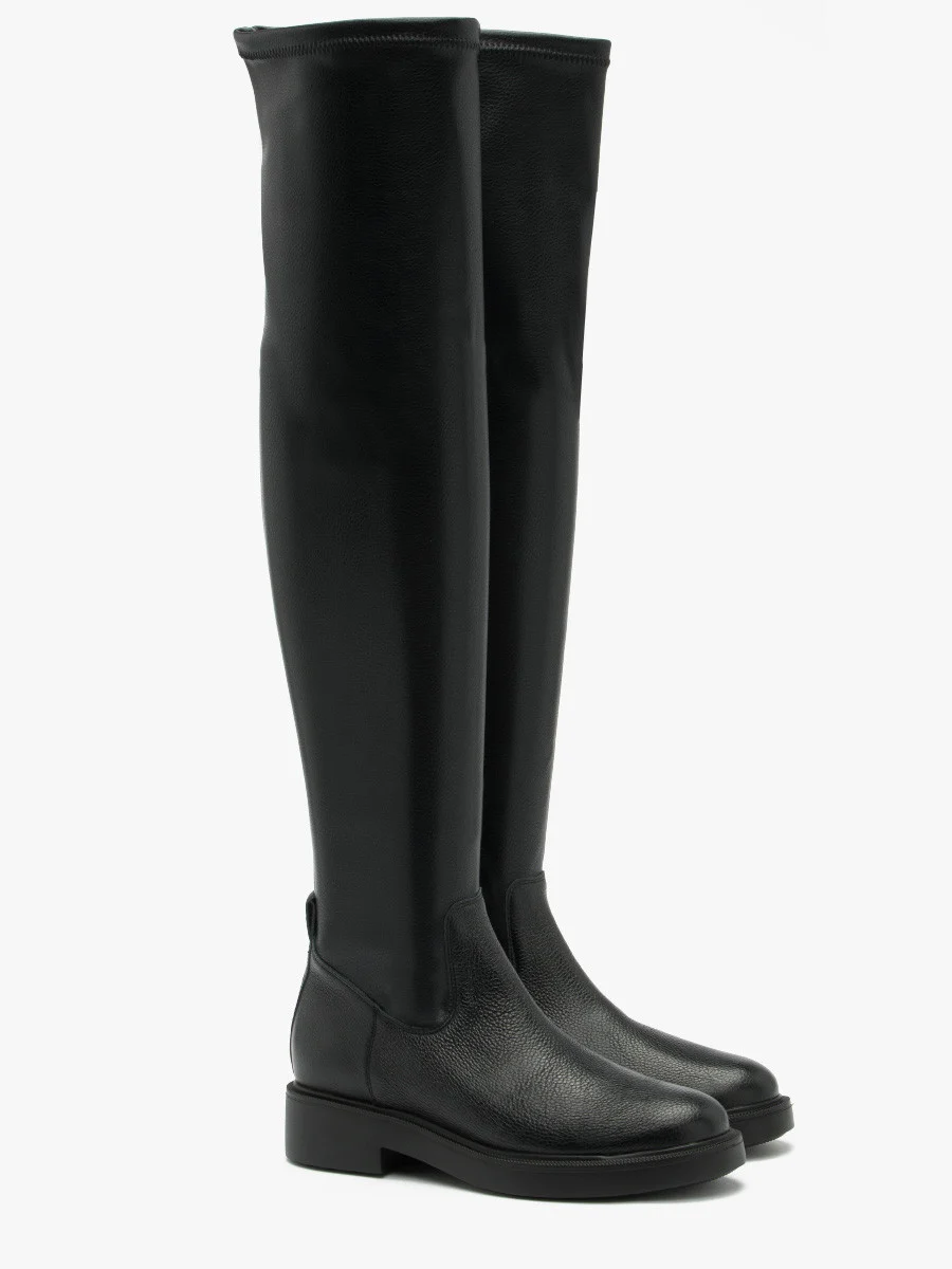 Czarne kozaki nad kolano z elastyczną cholewką