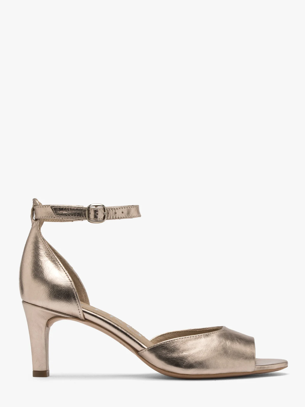 Platynowe sandały na obcasie