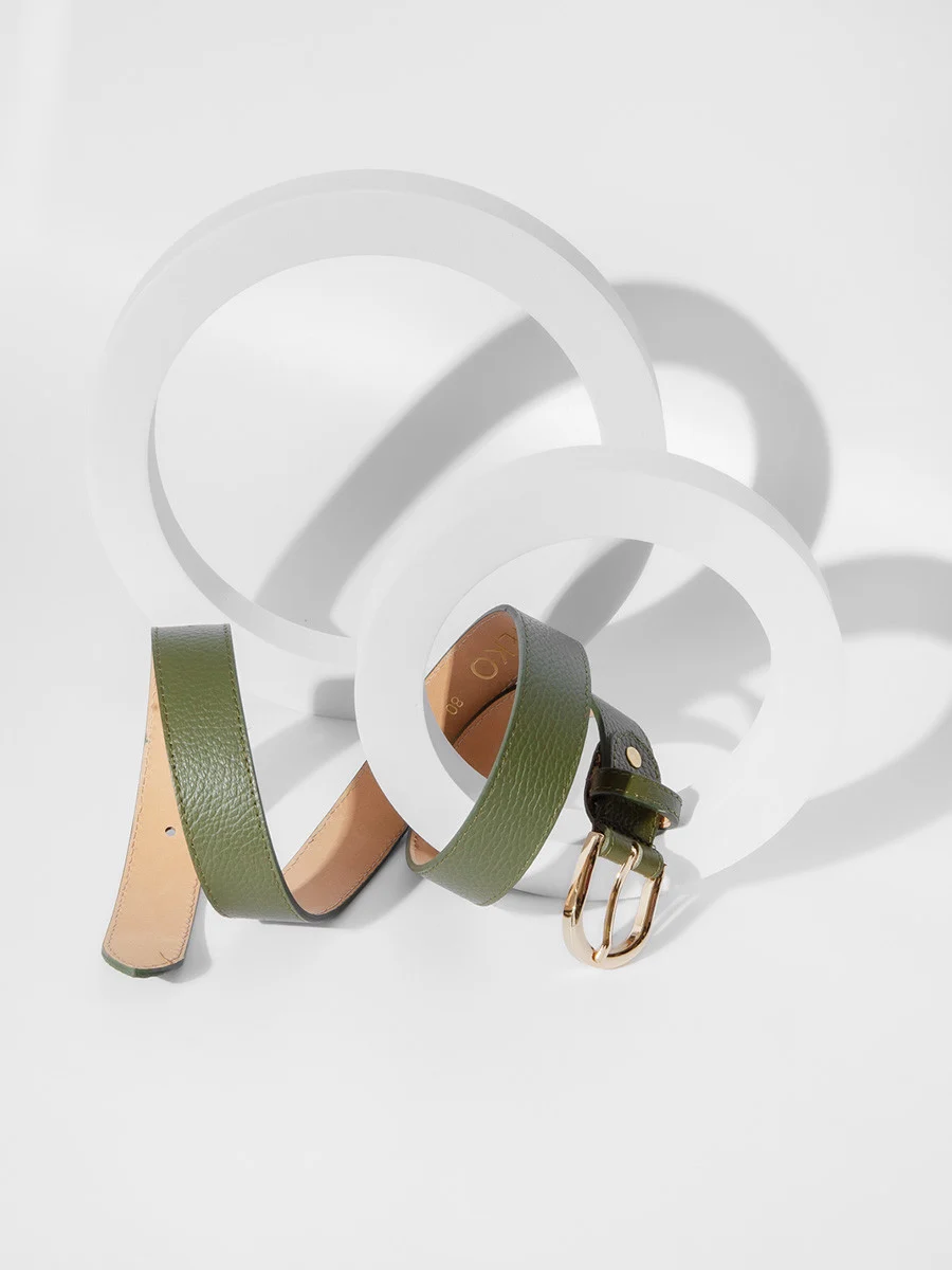 Oliwkowy pasek damski