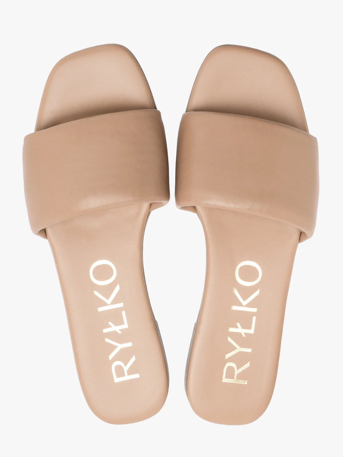 Beżowe klapki damskie na płaskiej podeszwie