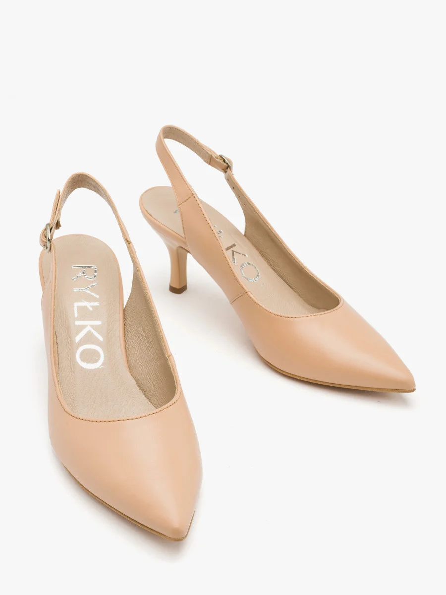 Beżowe czółenka z odkrytą piętą