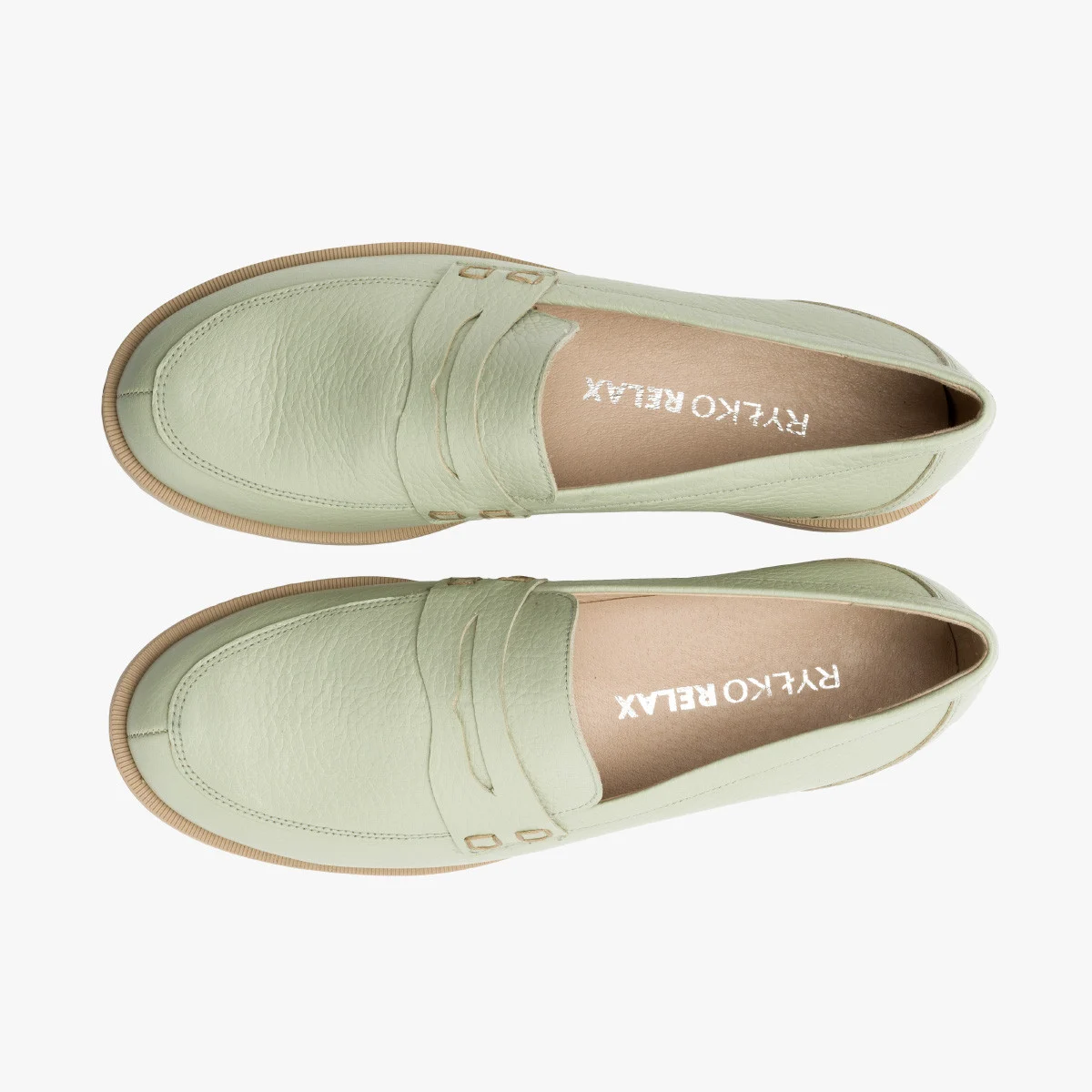 Miętowe mokasyny damskie