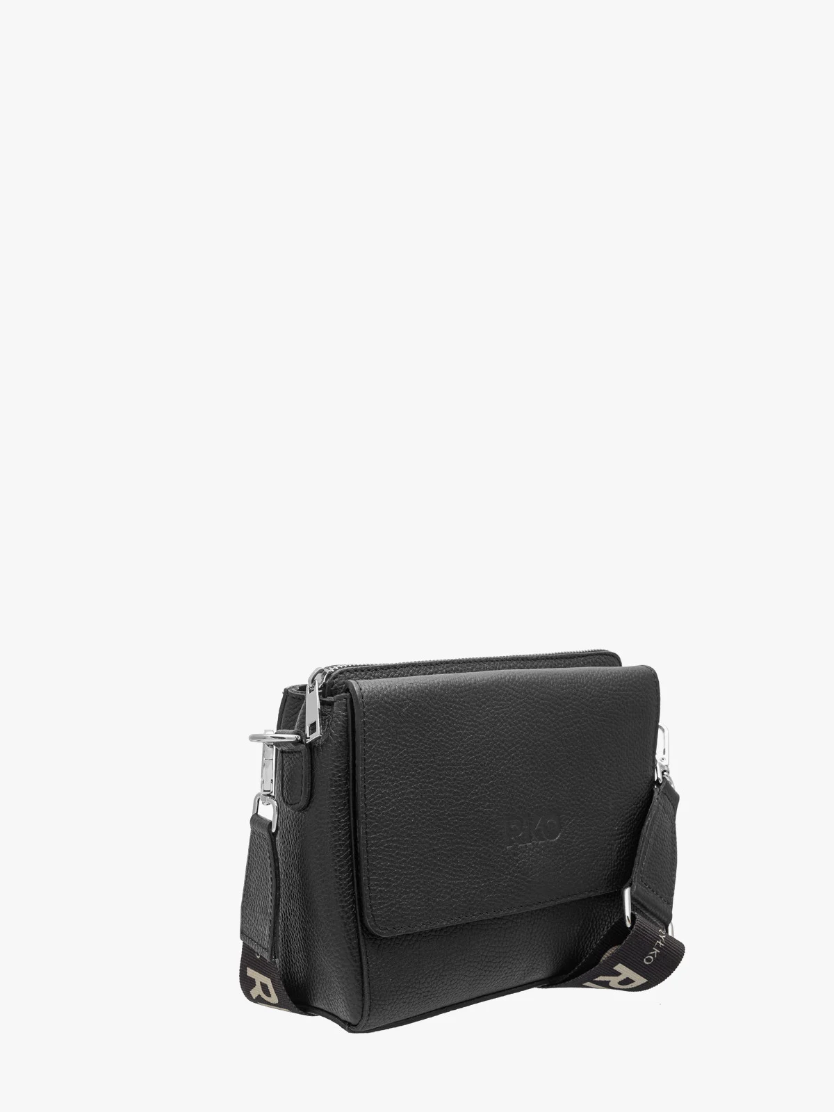 Czarna torebka damska z dekoracyjnym paskiem