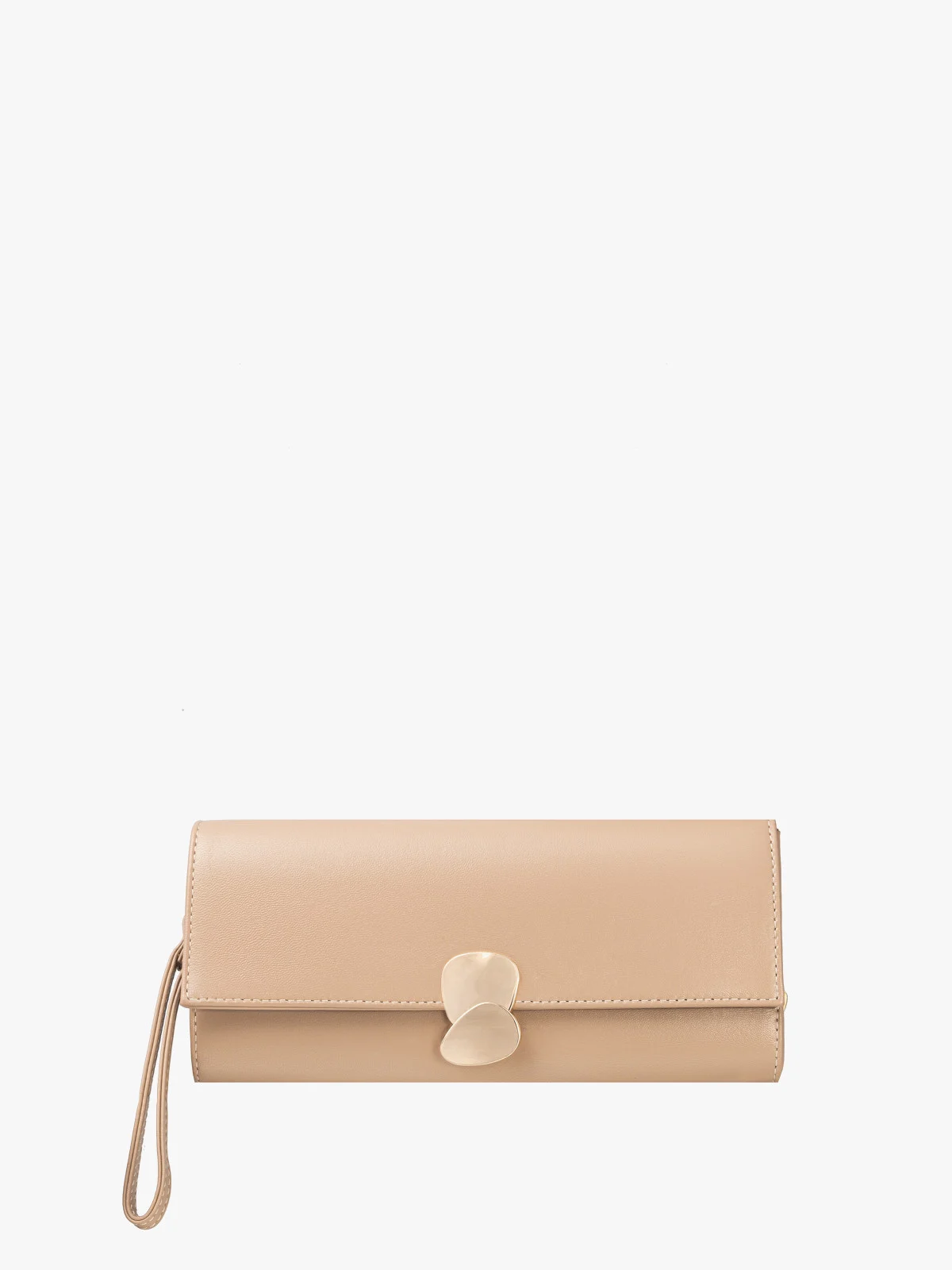 Elegancka beżowa torebka z ozdobnym zapięciem