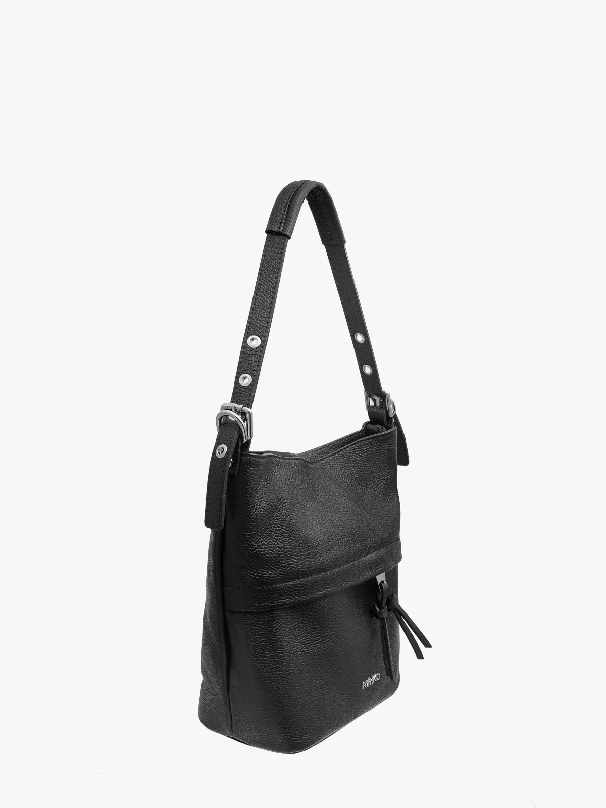 Czarna torebka średniej wielkości z dwoma paskami