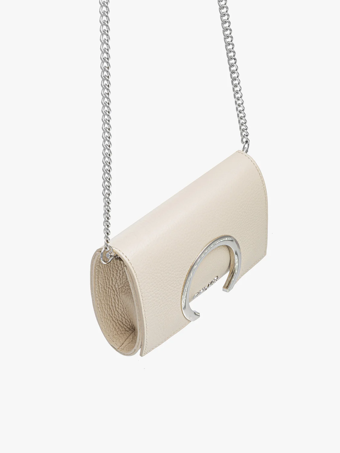 Mała, kremowa torebka typu kopertówka