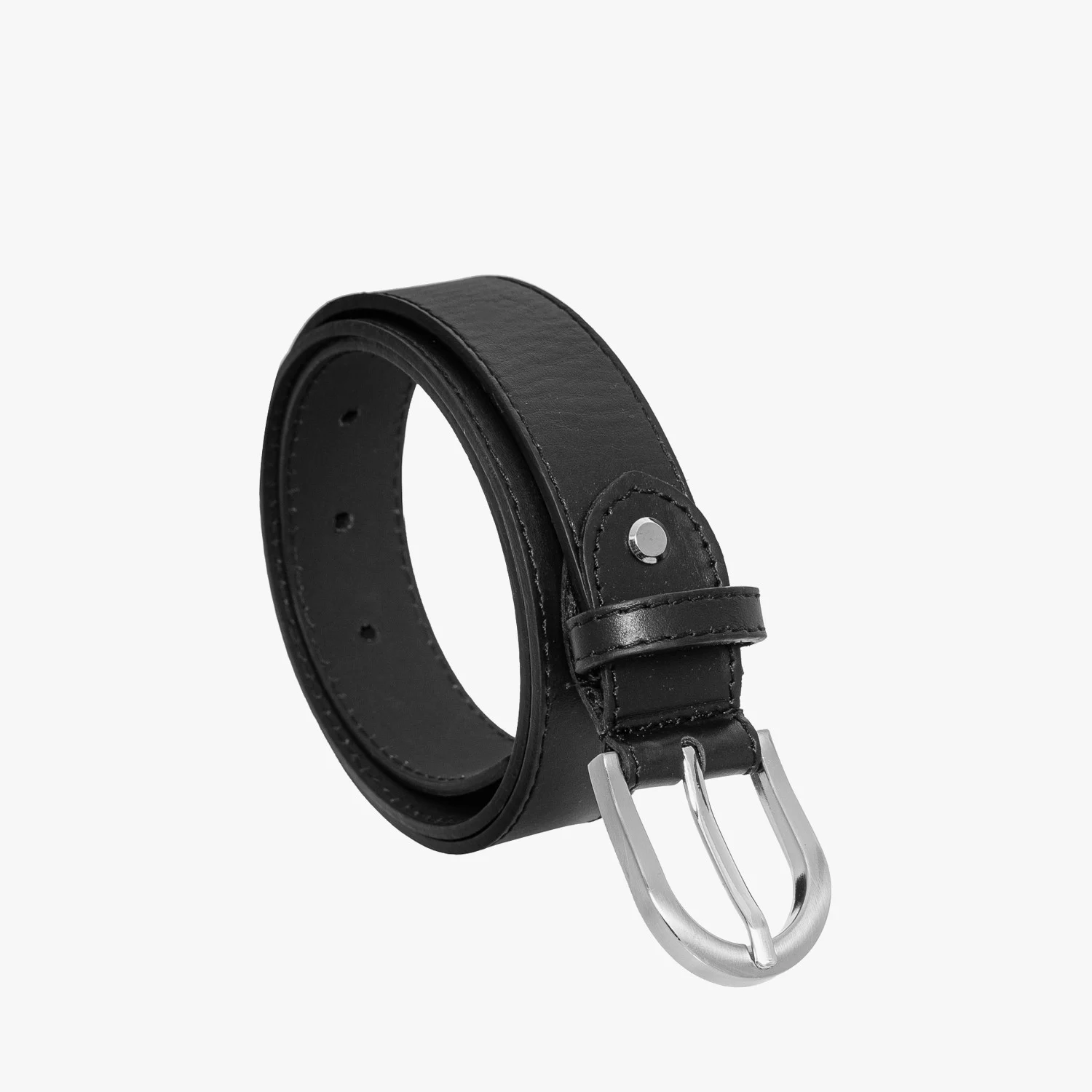 Czarny pasek ze srebrną klamrą