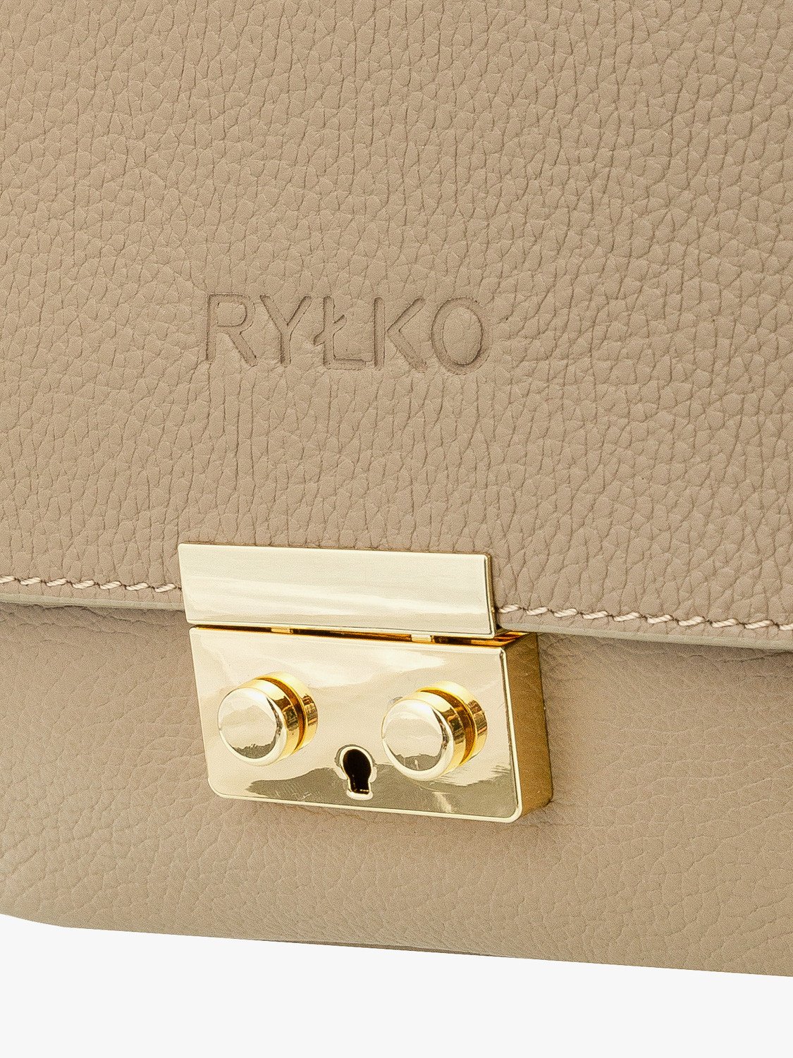 Ciemnobeżowy plecak ze złotymi elementami