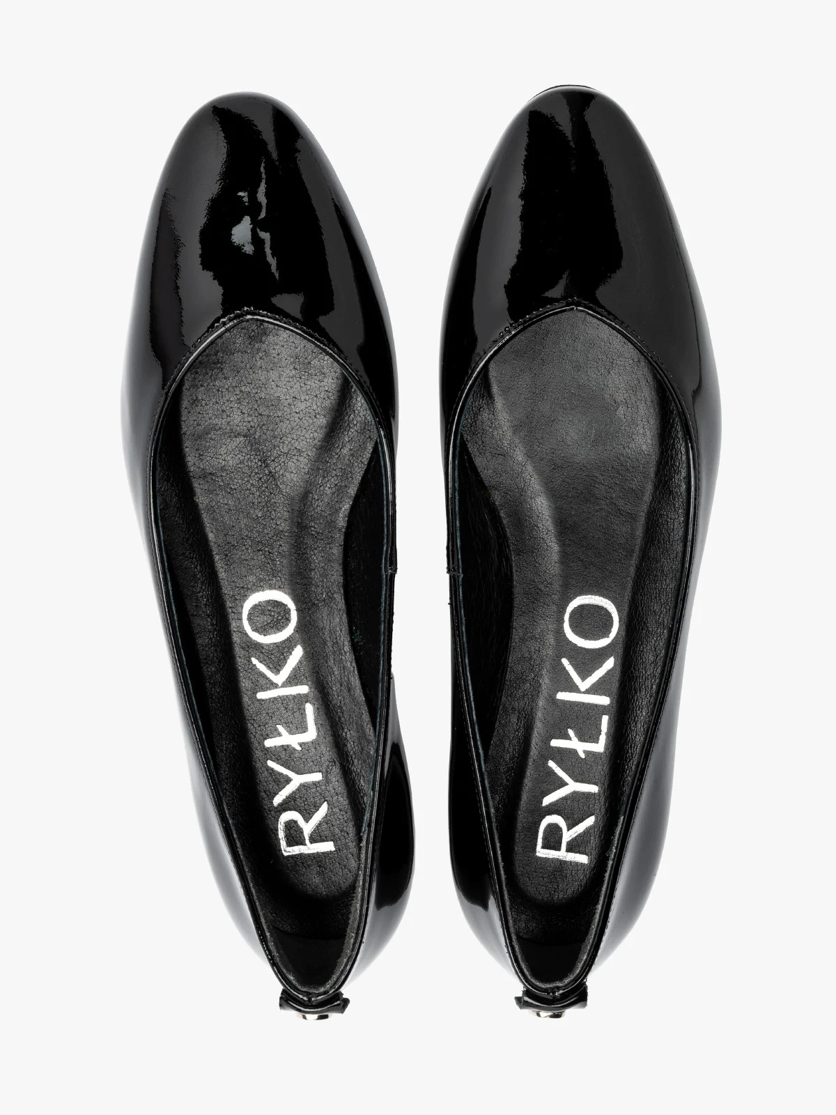 Czarne, lakierowane baleriny z okrągłym noskiem