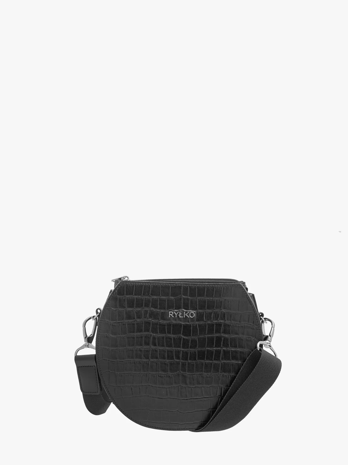 Czarna torebka damska z ozdobną fakturą