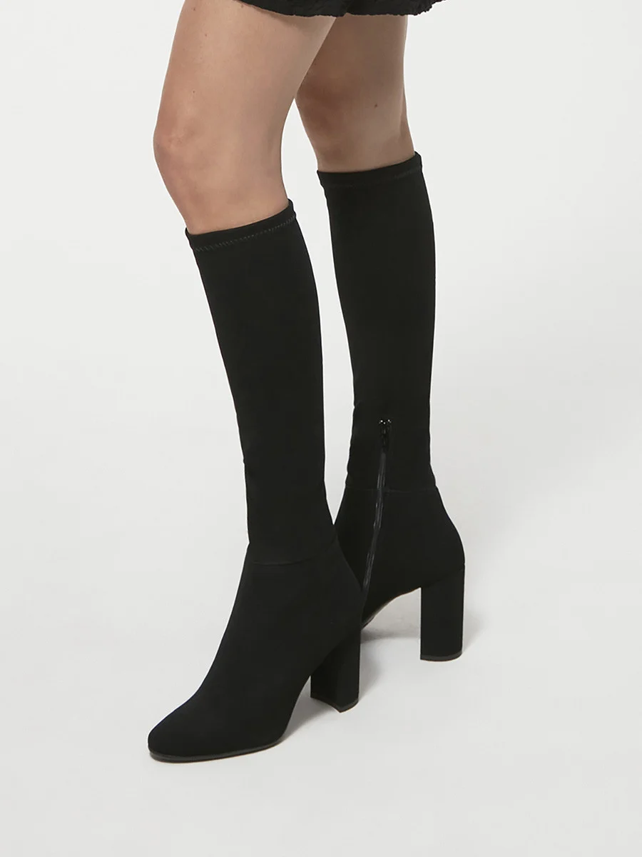 Czarne kozaki damskie z wąską cholewką