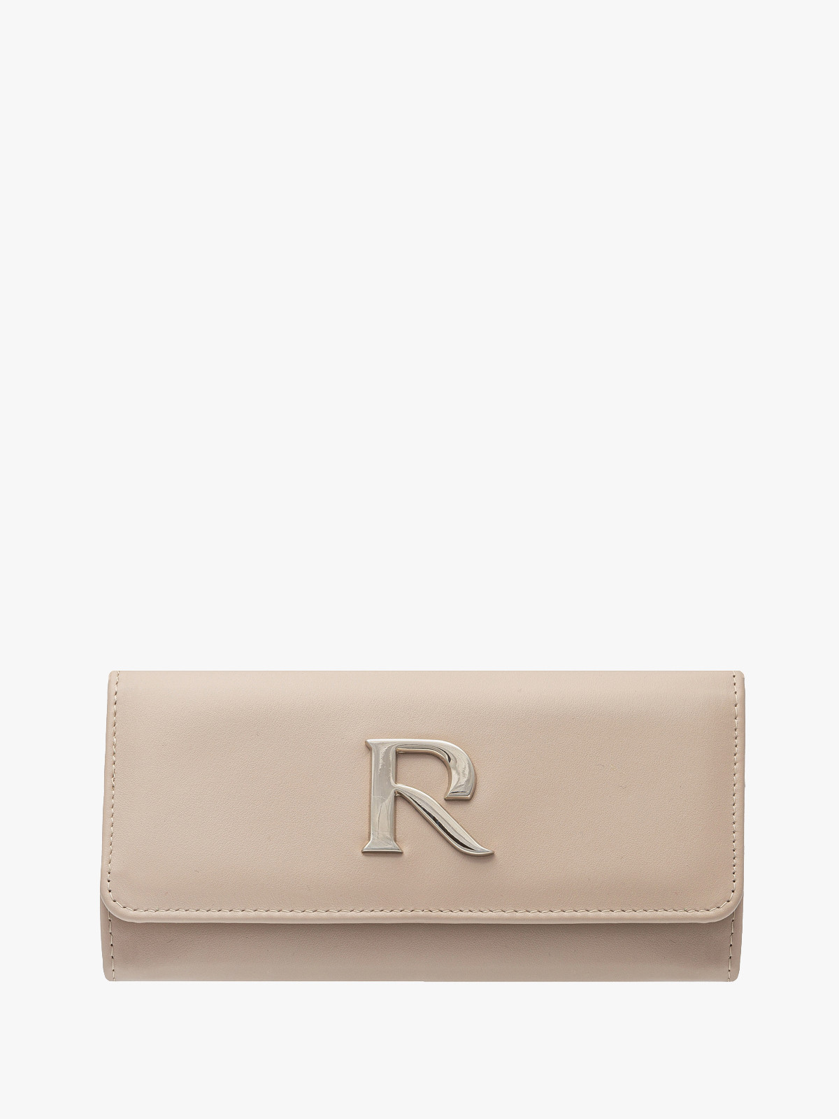 Beżowy portfel damski ze srebrnymi detalami