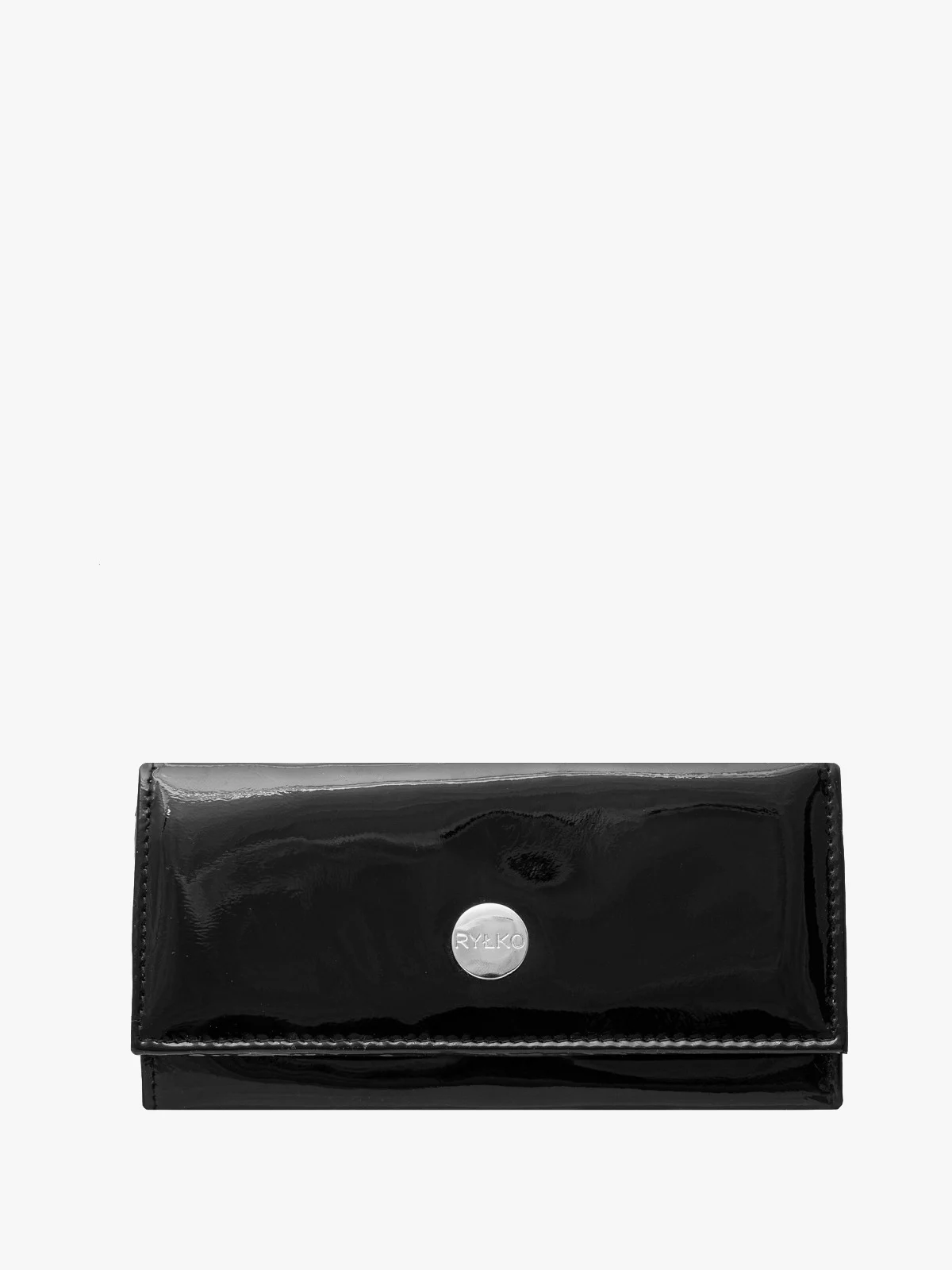 Czarny, lakierowany portfel damski