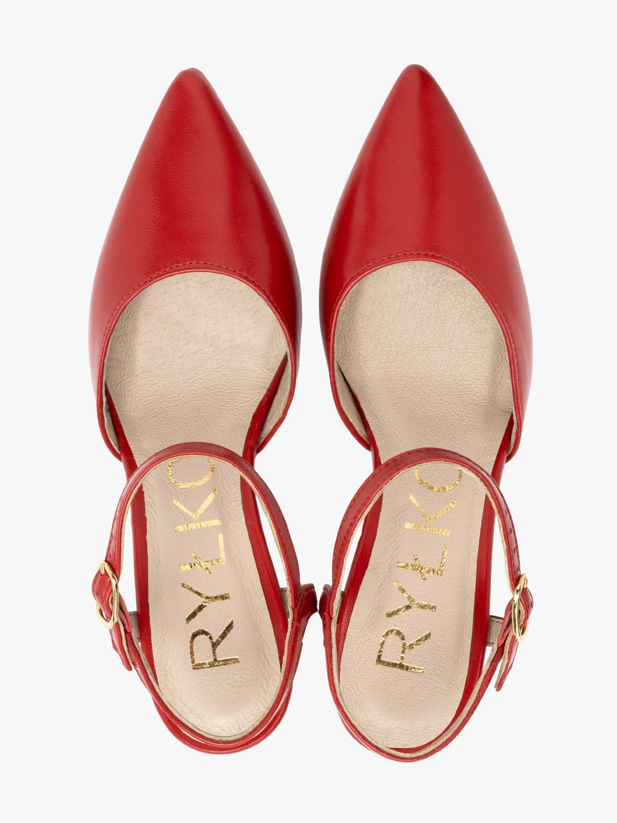 Czerwone czółenka damskie z odkrytą piętą