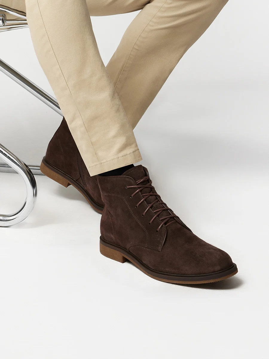 Brązowe trzewiki męskie ocieplane wełną