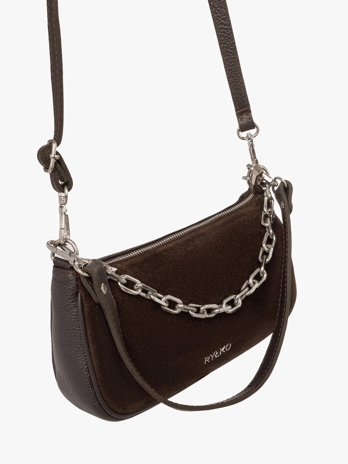 Brązowa torebka z ozdobnym łańcuchem