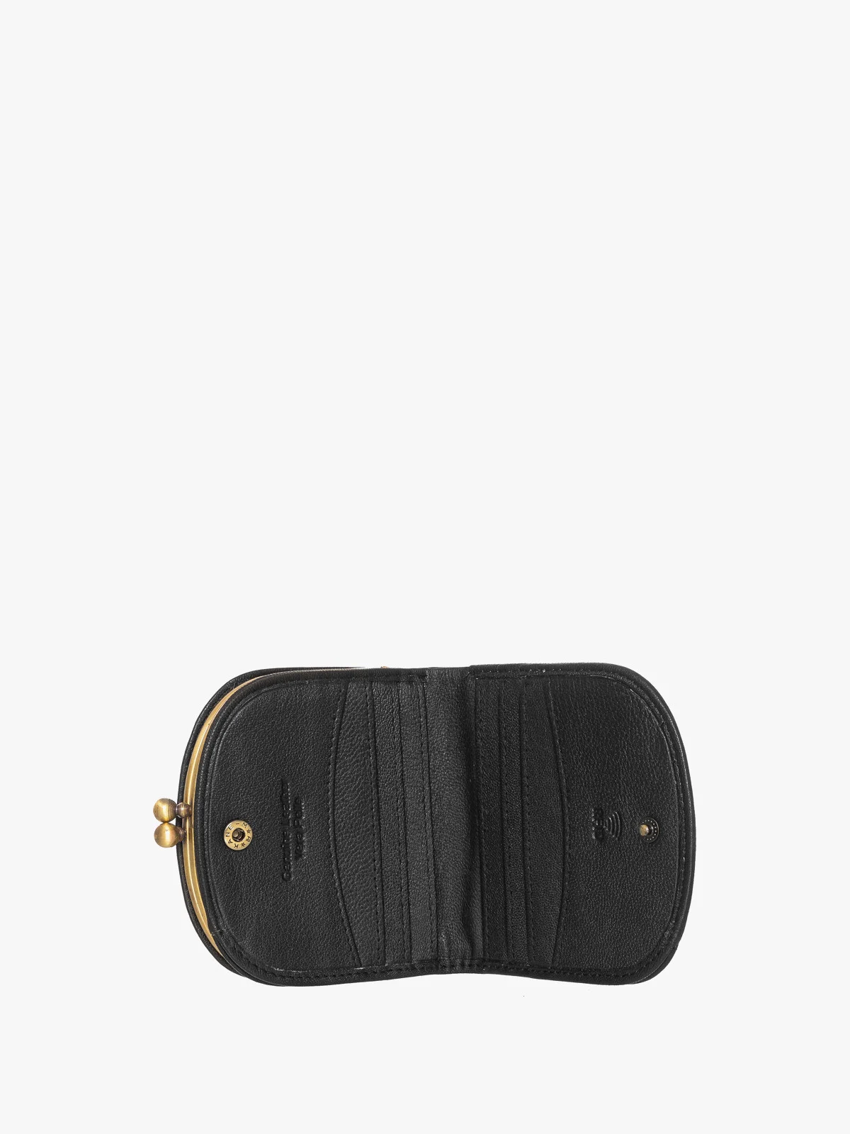 Czarny portfel damski zapinany na bigiel