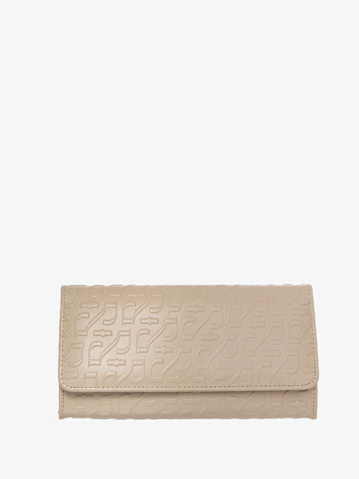 Wytłaczany beżowy portfel damski