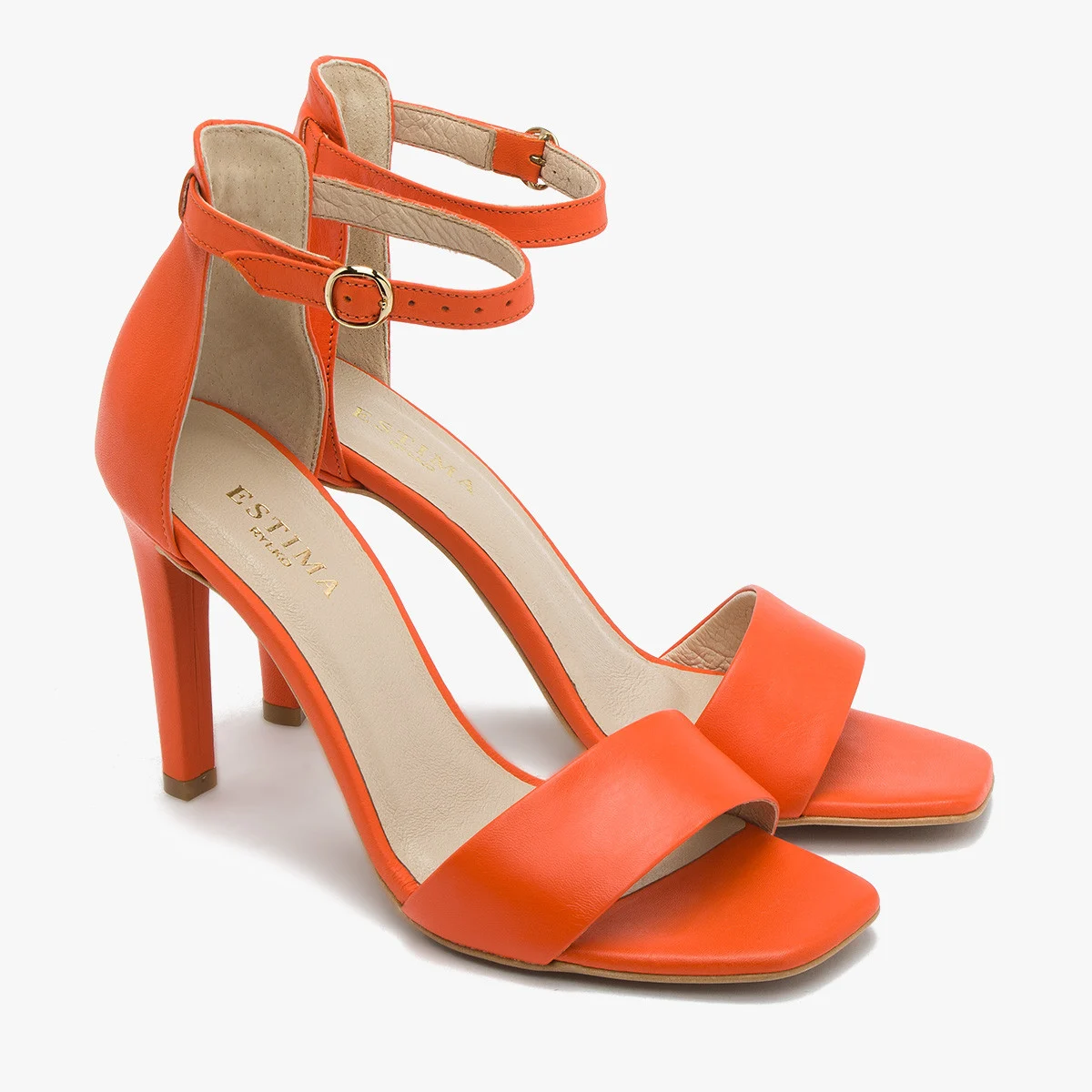 Pomarańczowe sandały na szpilce
