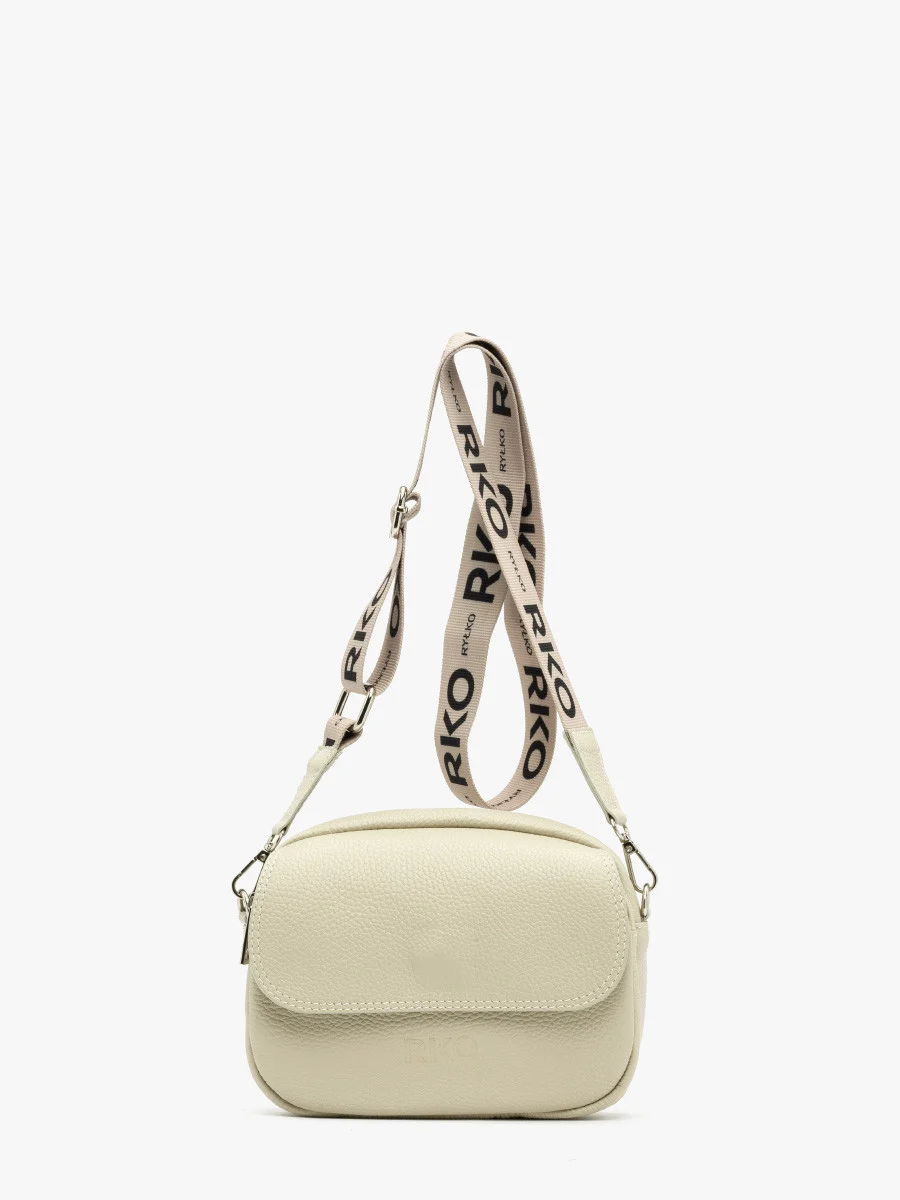 Beżowa torebka z logotypem na pasku