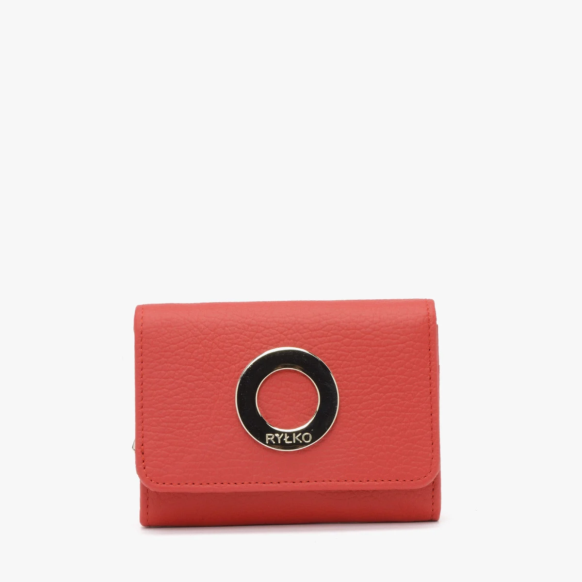 Czerwony portfel damski ze srebrnym detalem