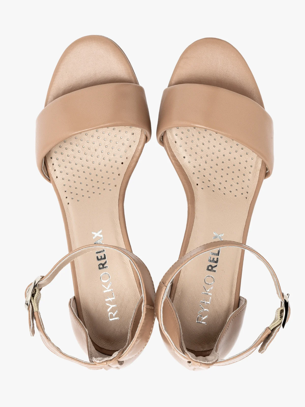 Beżowe sandały na okrągłym słupku