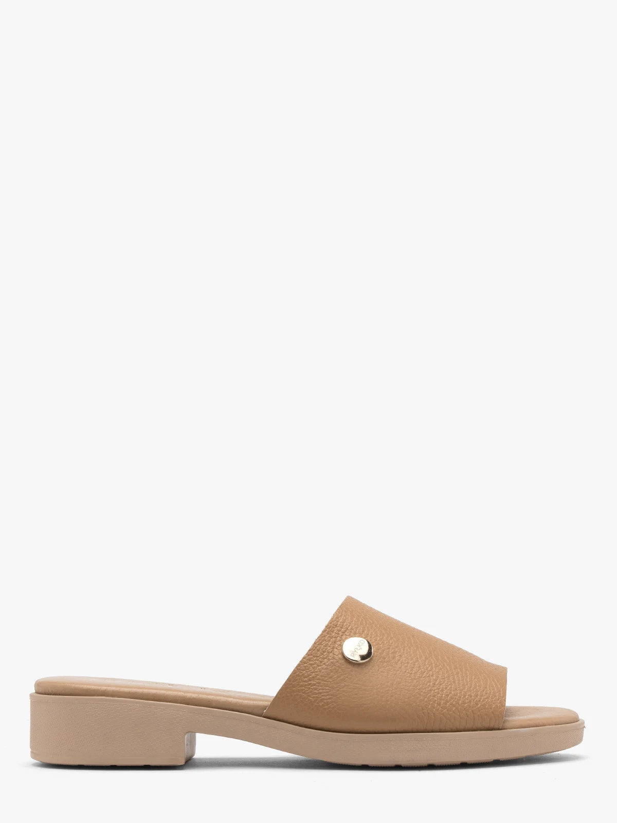 Ciemnobeżowe klapki na lekkim spodzie