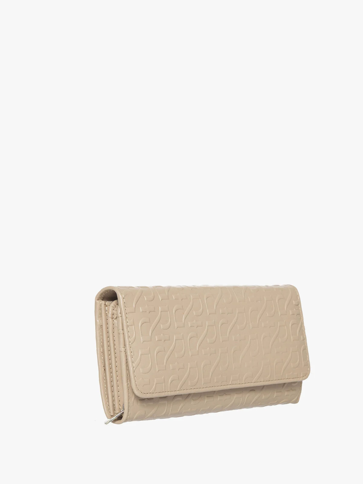 Wytłaczany beżowy portfel damski