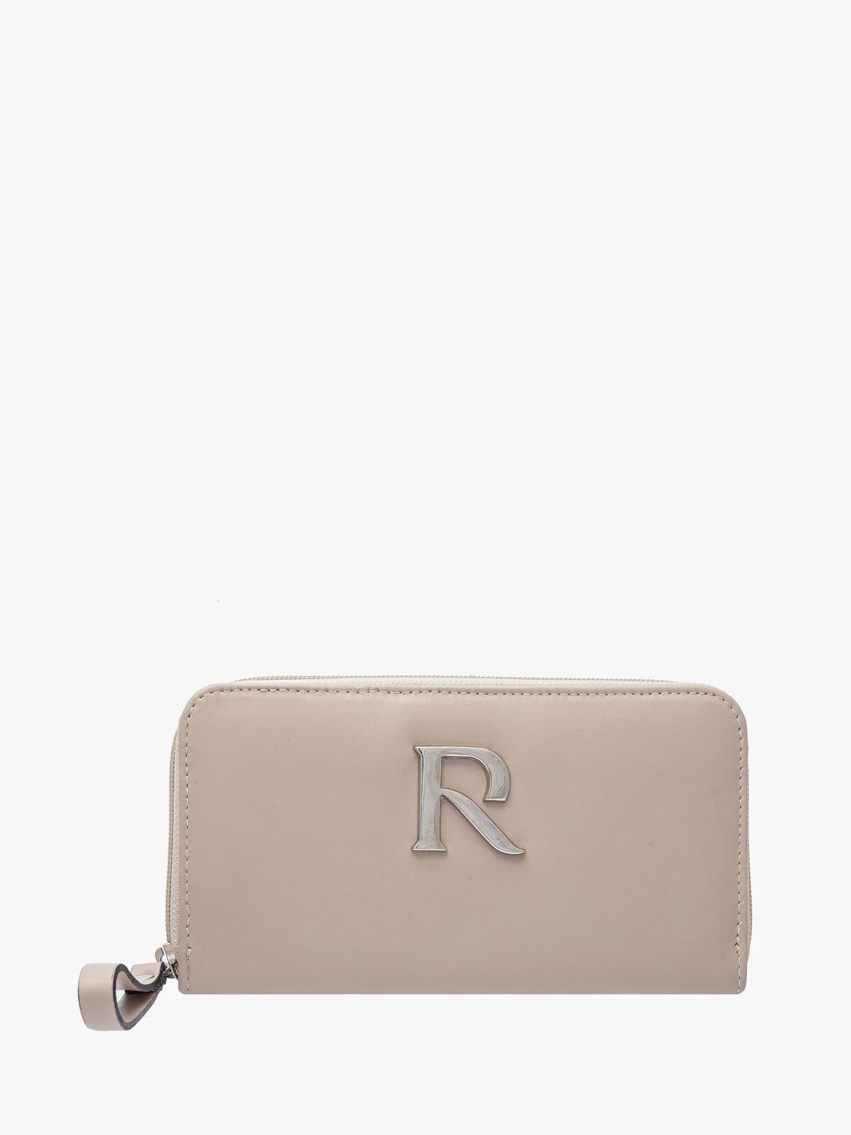 Beżowy portfel damski ze srebrnymi detalami