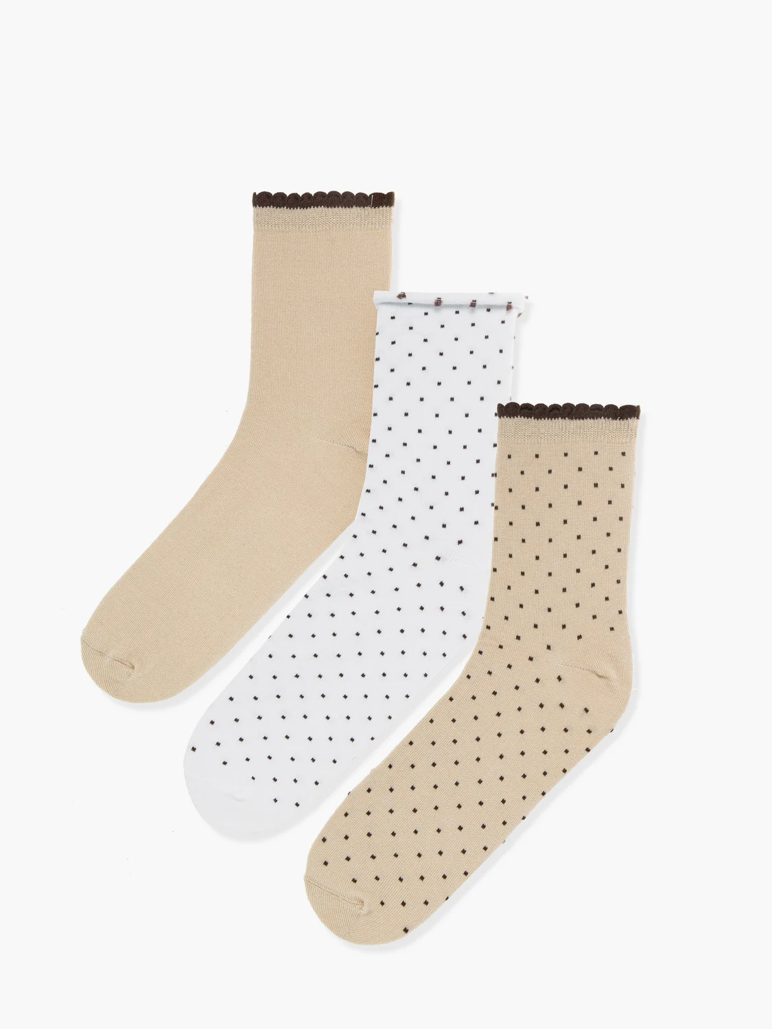 Beżowo-brązowy trójpak skarpet damskich