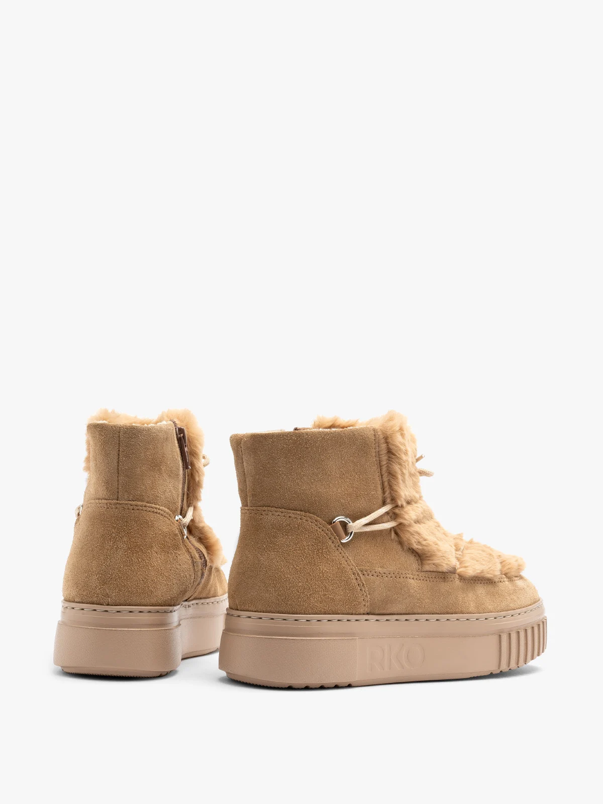 Beżowe krótkie ocieplane śniegowce damskie