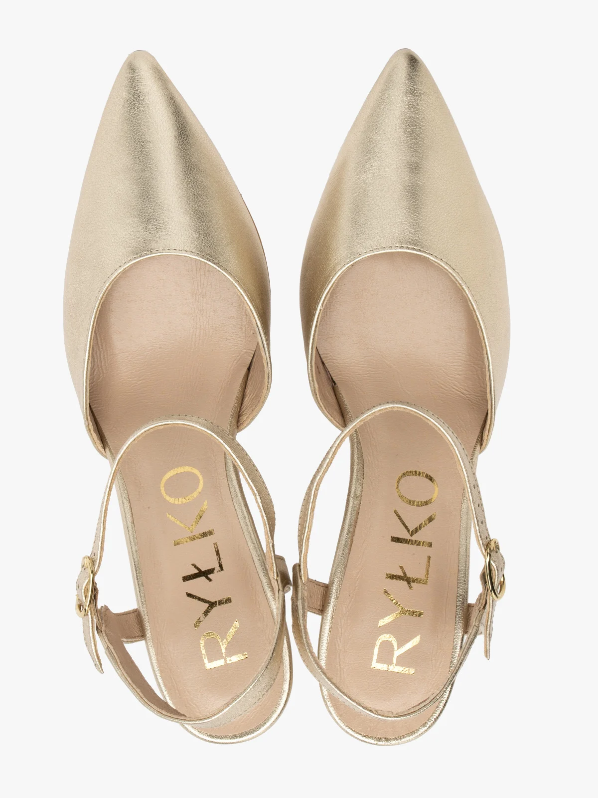 Złote czółenka damskie na szpilce