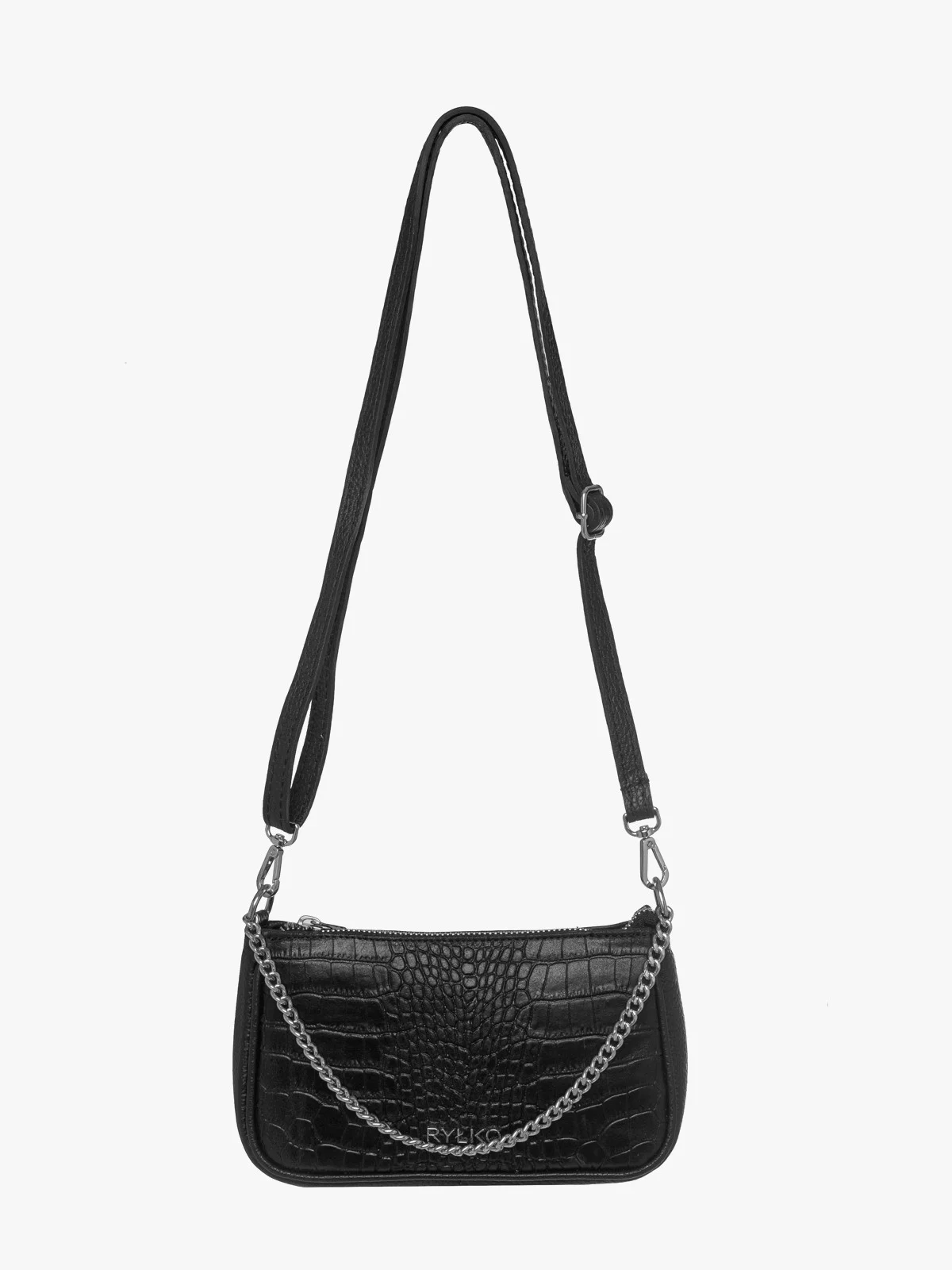 Czarna torebka w zwierzęcy deseń z łańcuszkiem