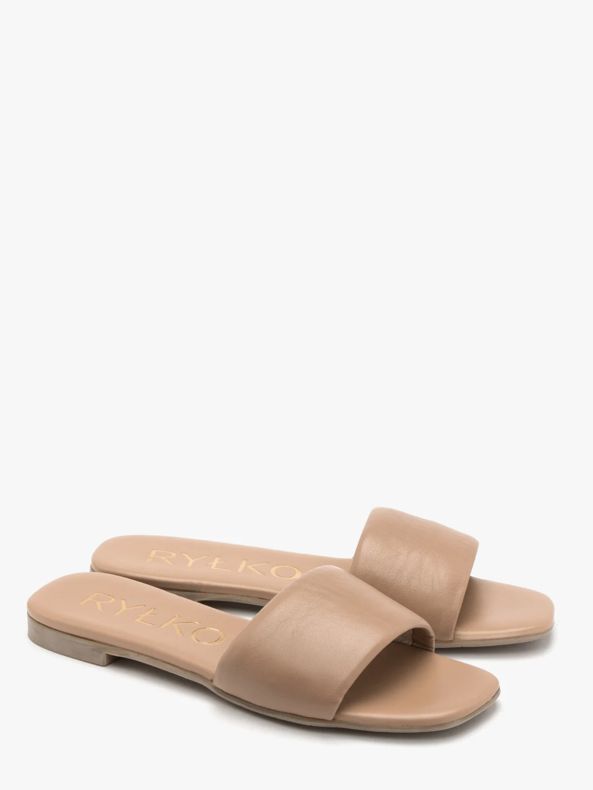 Beżowe klapki damskie na płaskiej podeszwie