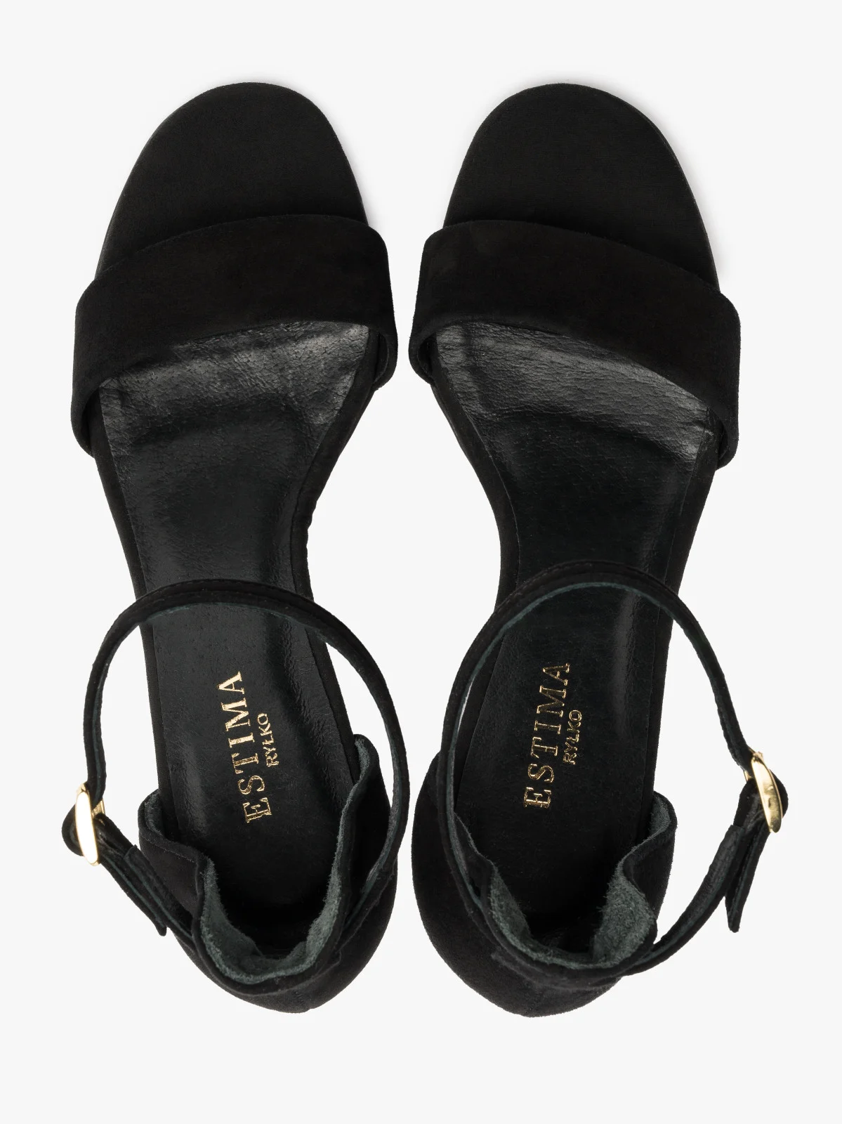 Czarne, welurowe sandały na szpilce