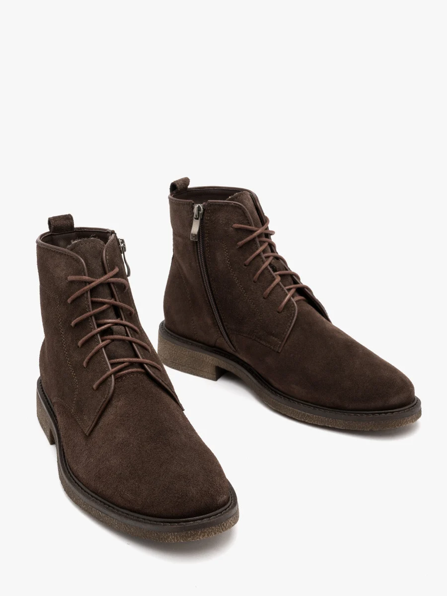 Brązowe trzewiki męskie ocieplane wełną