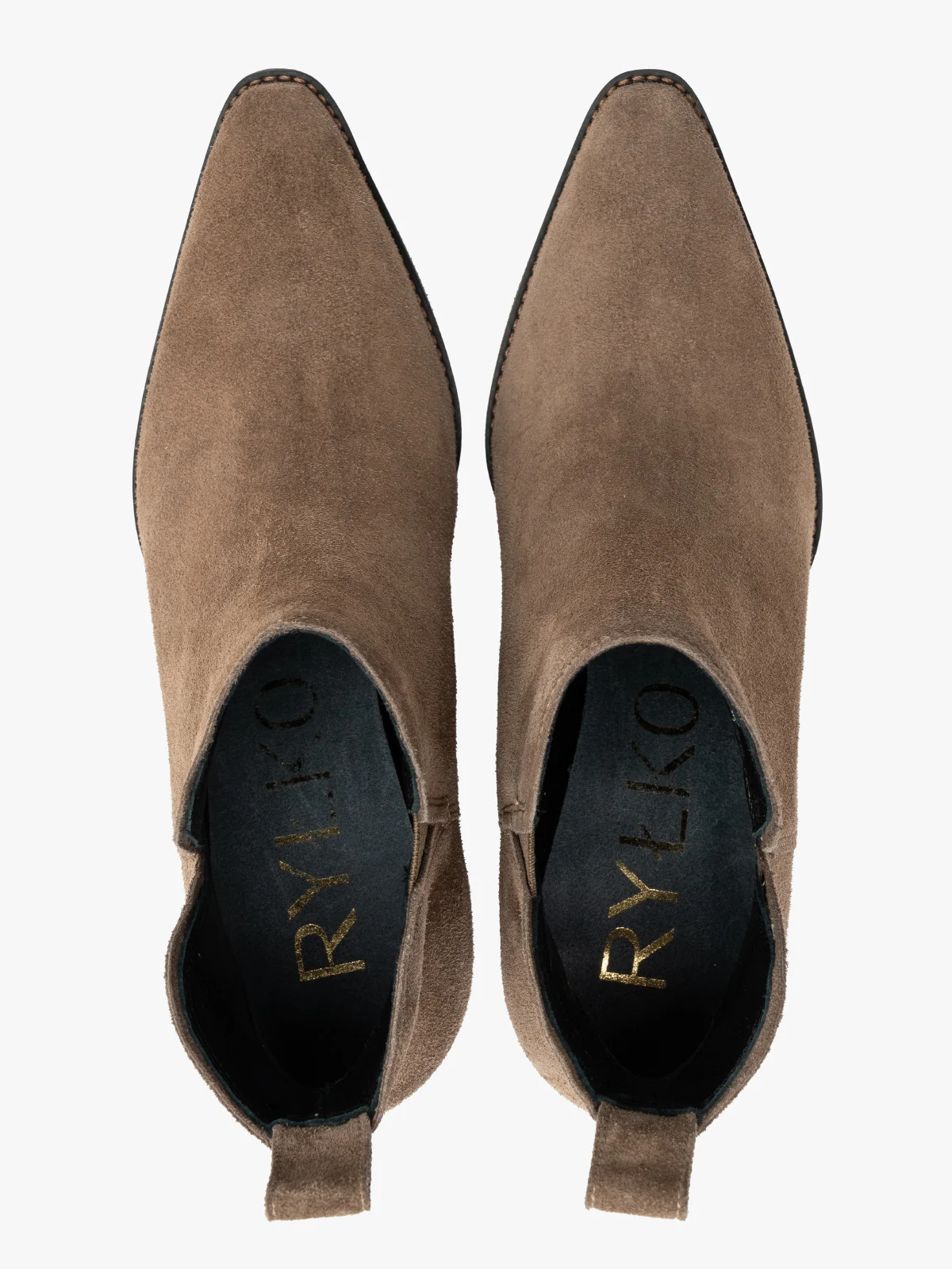 Piaskowe botki na słupku z wycięciem przy kostce