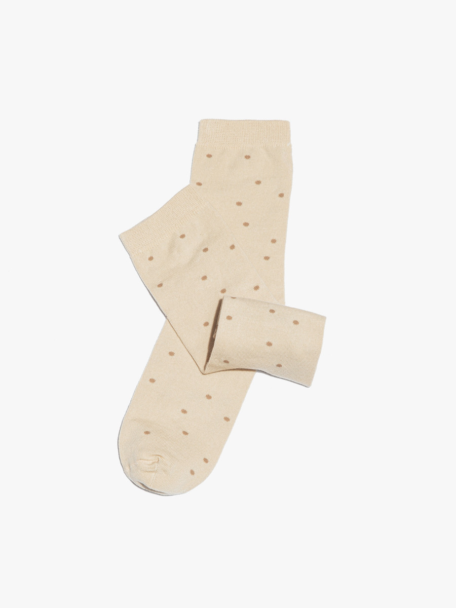 Beżowe skarpety damskie w kropki