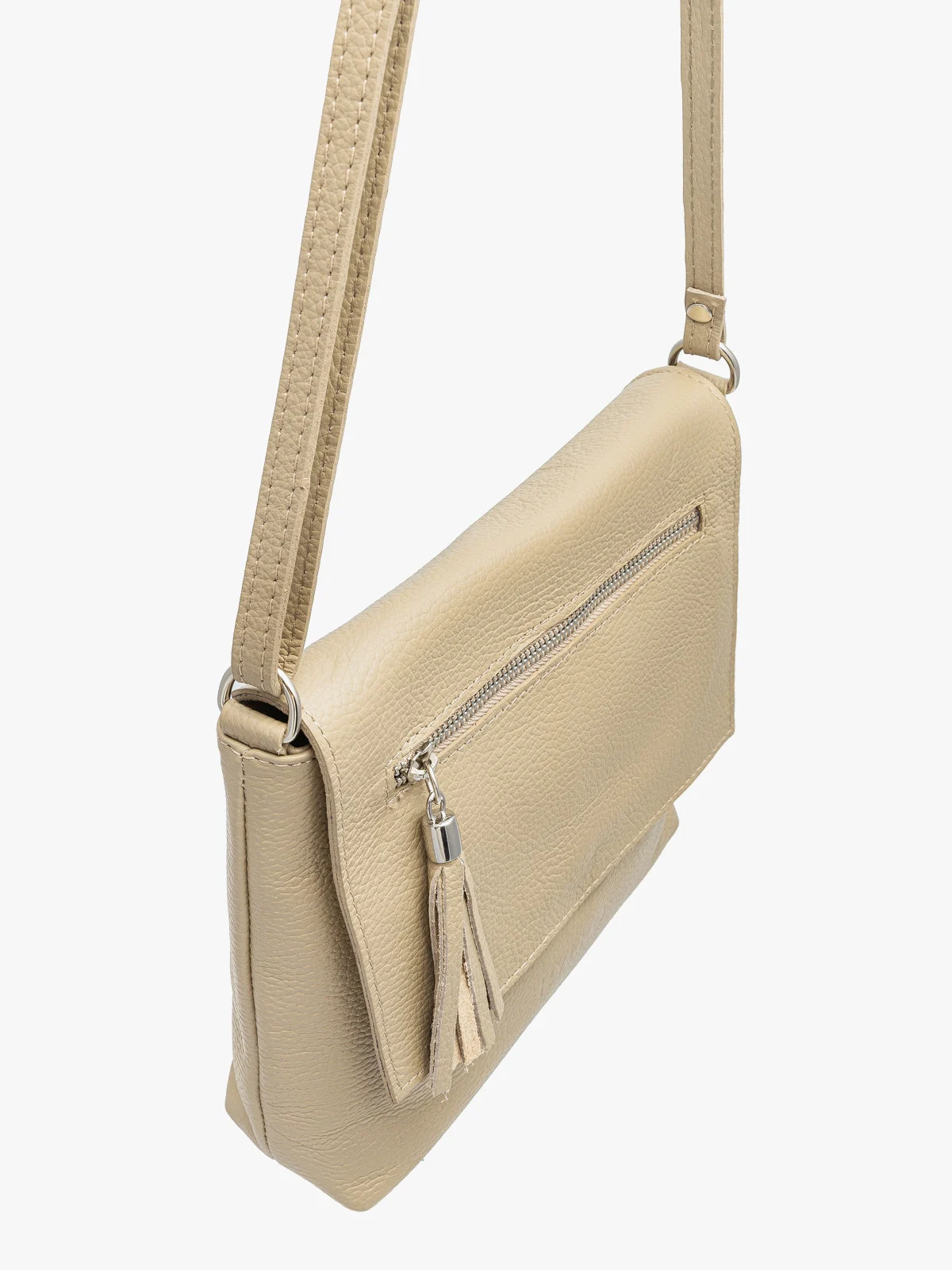 Ciemnobeżowa torebka listonoszka średniej wielkości