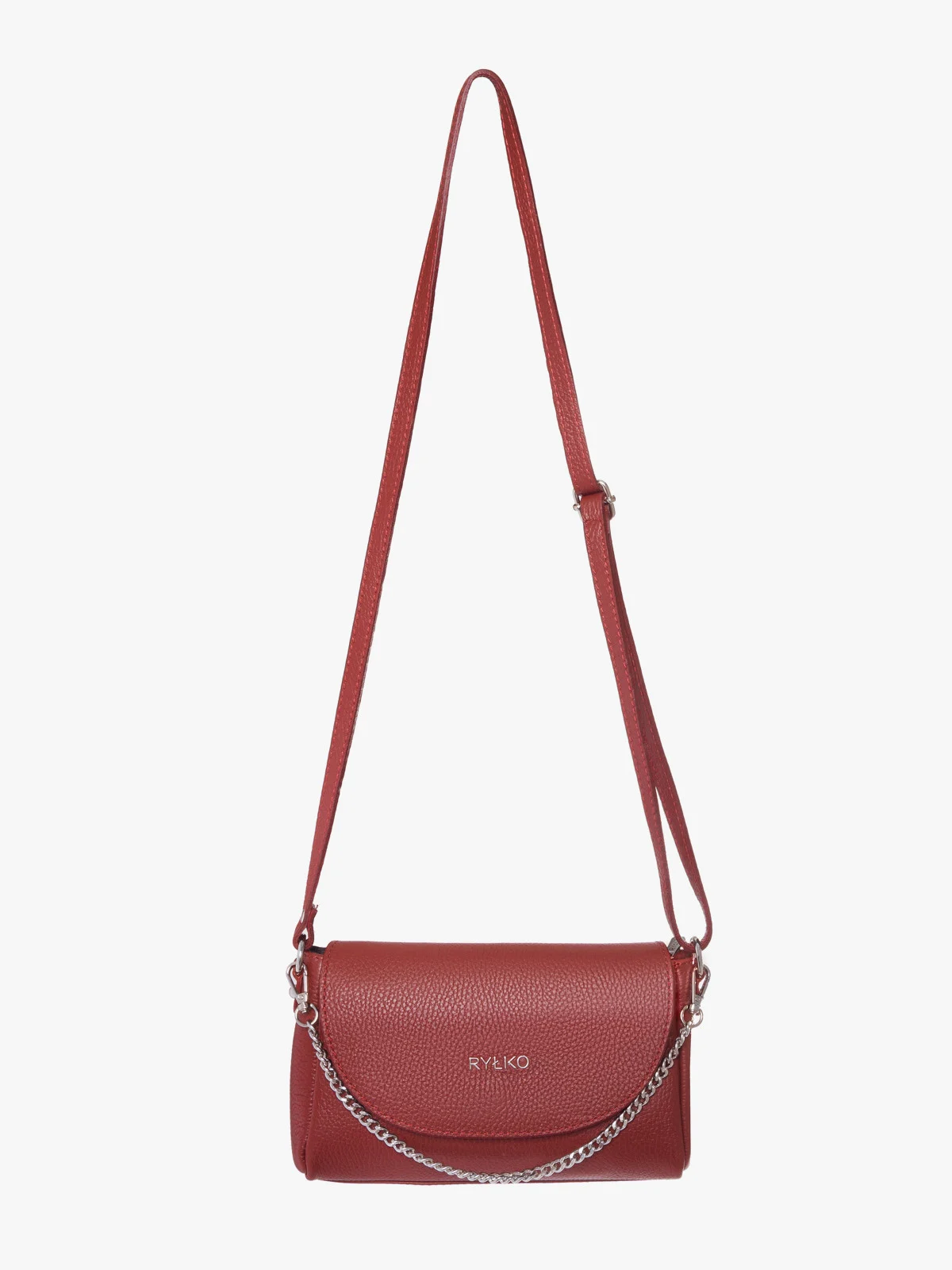 Bordowa torebka damska z łańcuszkiem