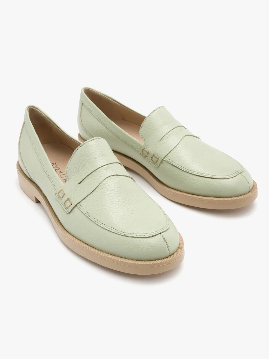 Miętowe mokasyny damskie