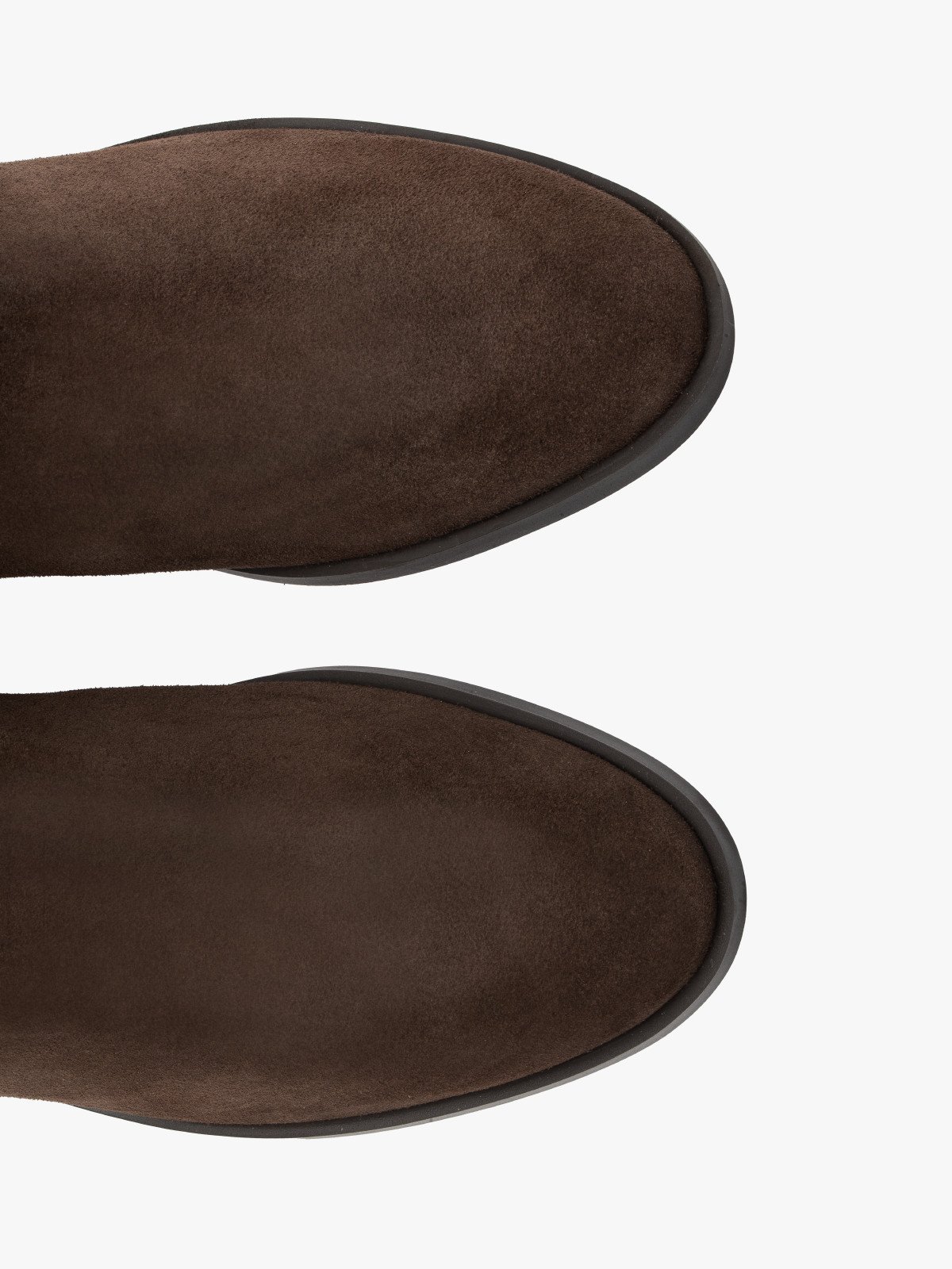 Brązowe sztyblety damskie ze skóry welurowej na niskim obcasie