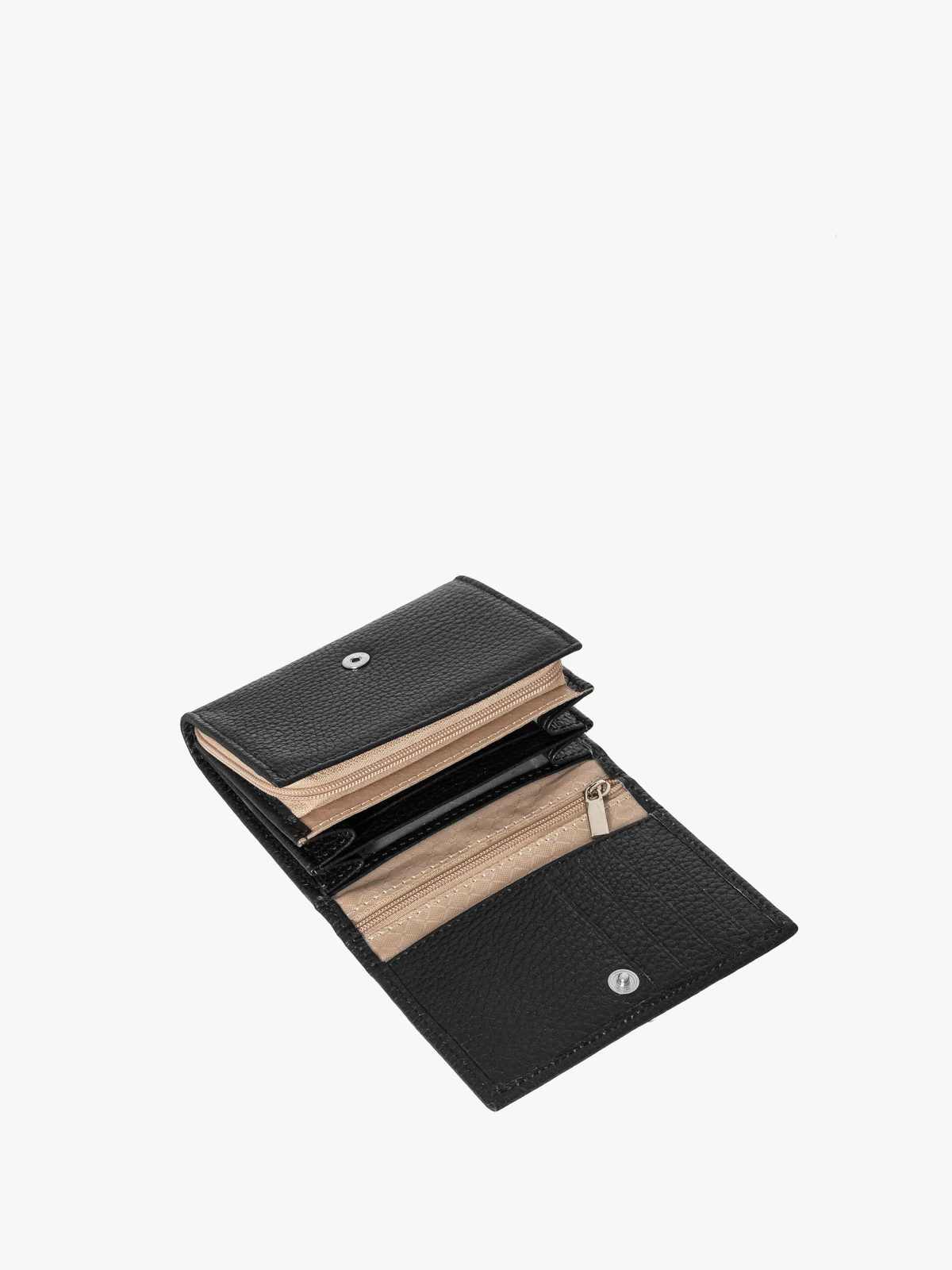 Czarny portfel damski ze srebrnymi detalami