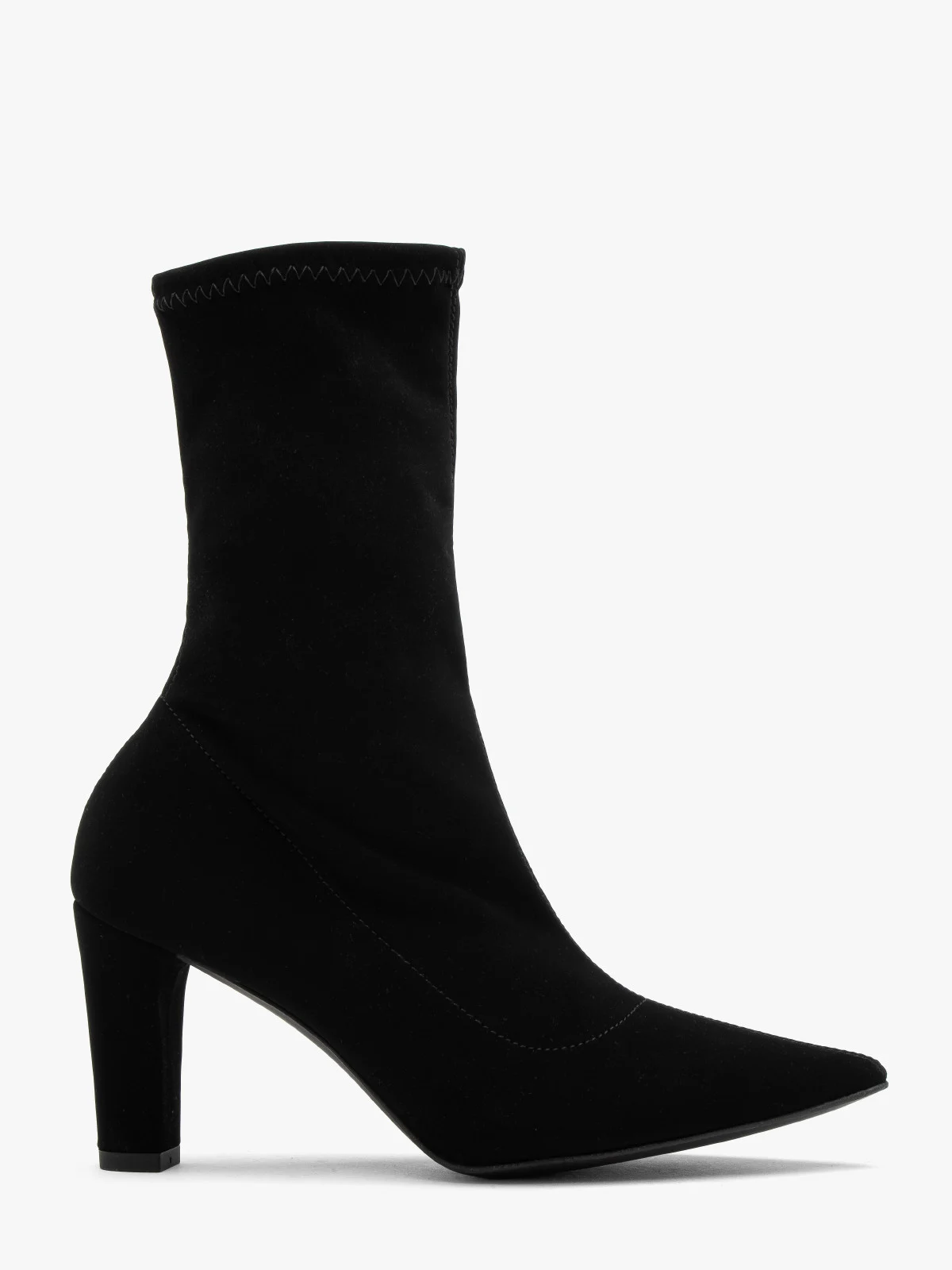 Czarne, elastyczne botki na grubej szpilce