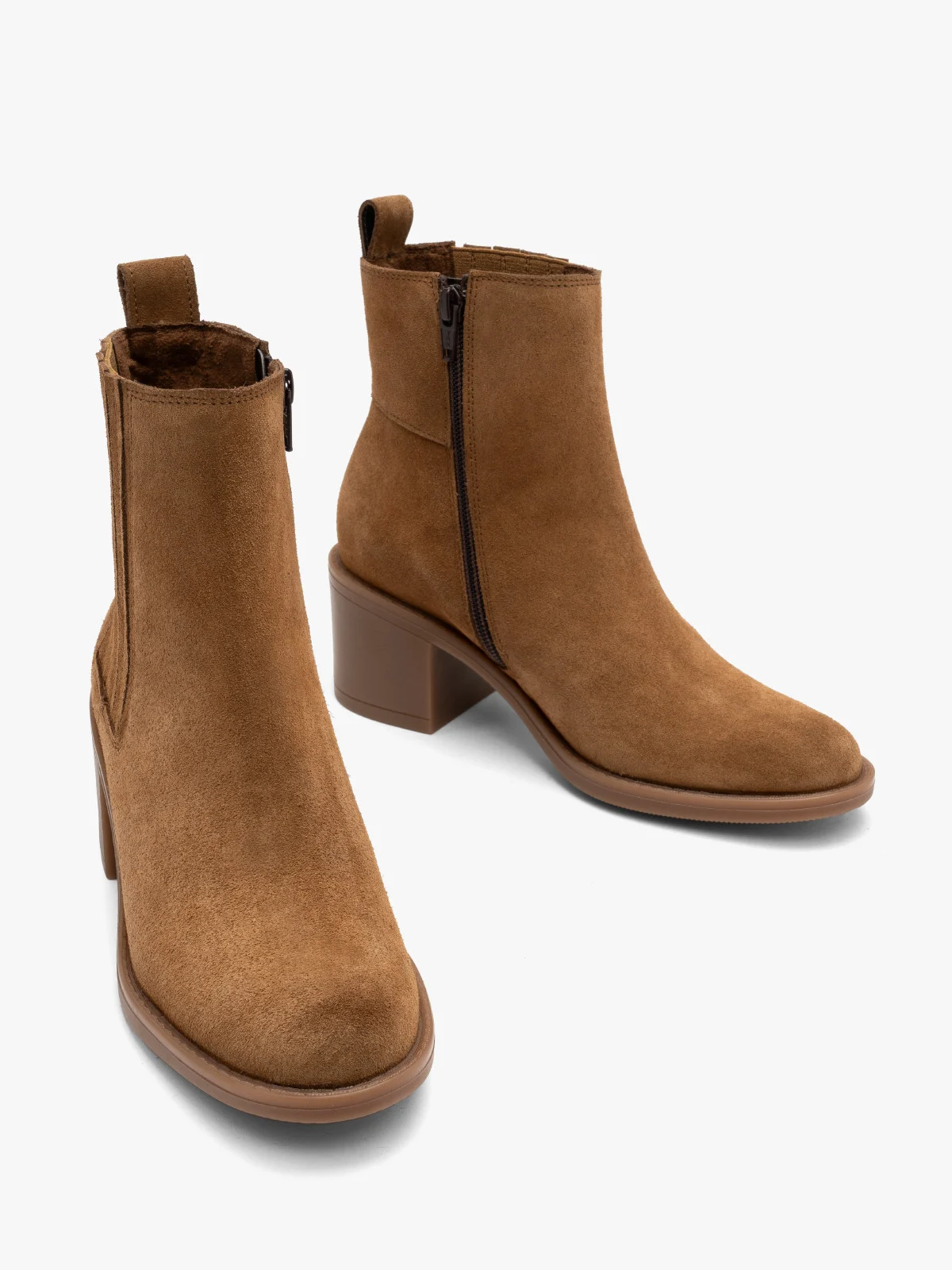 Rude, welurowe sztyblety damskie z zamkiem