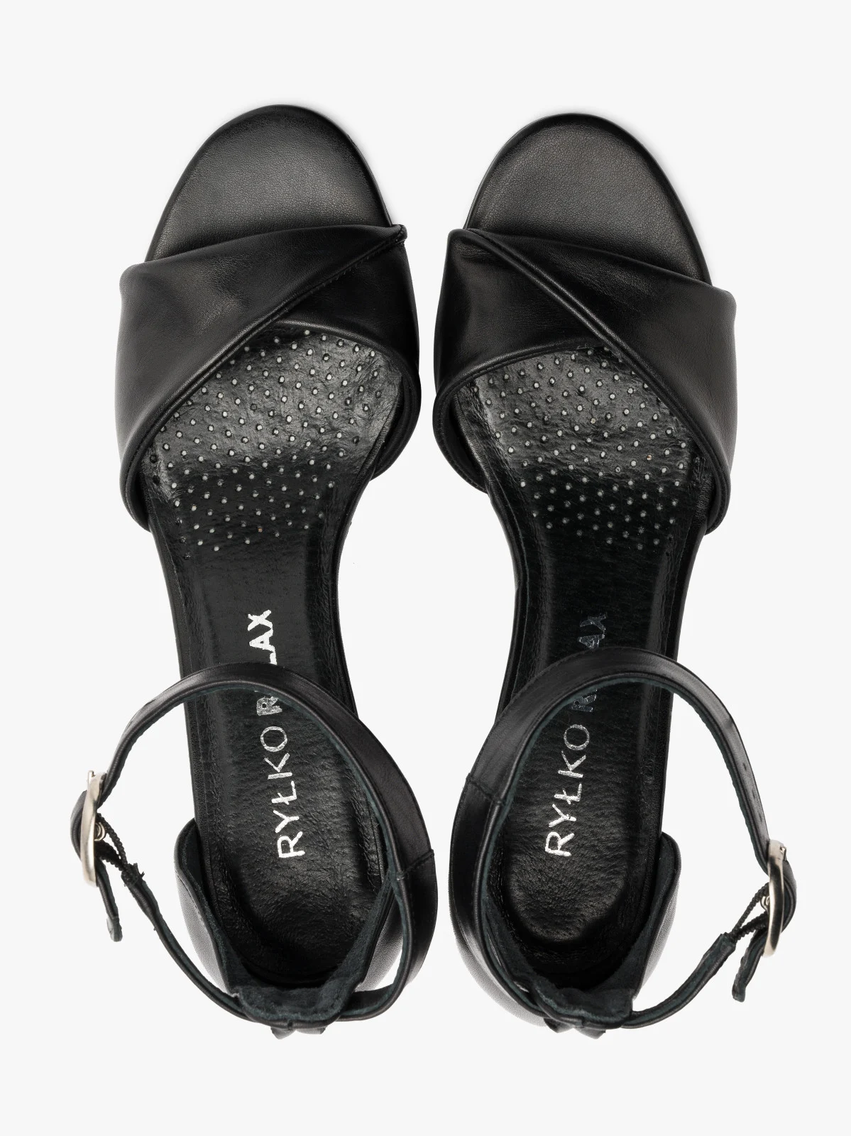 Czarne sandały z ozdobną cholewką