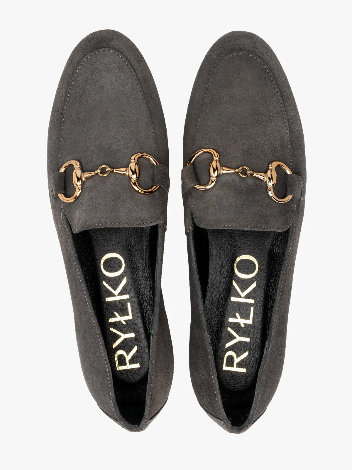 Szare mokasyny na płaskiej podeszwie